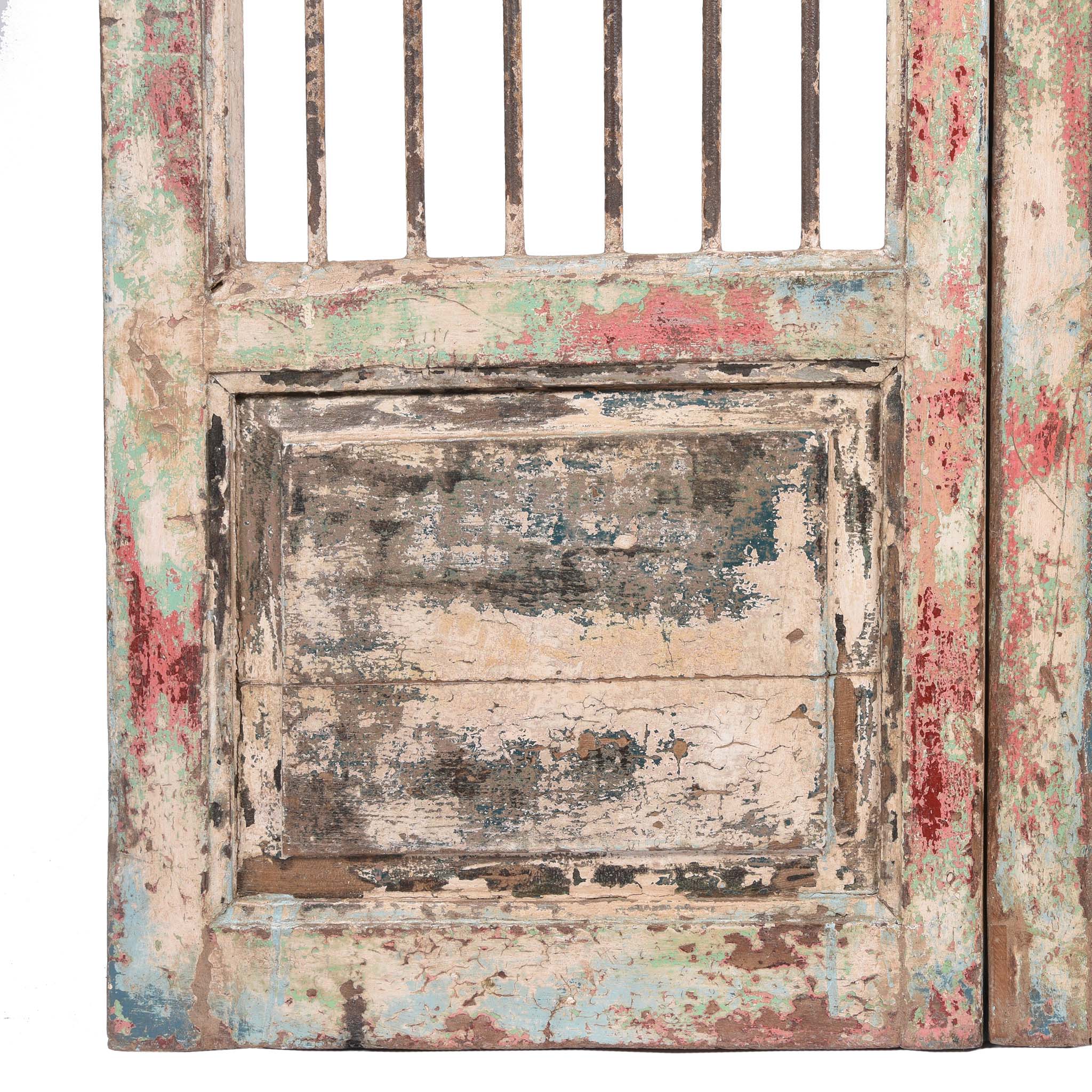Painted Teak Dog Gate From Gujarat - 19thC - Image 5