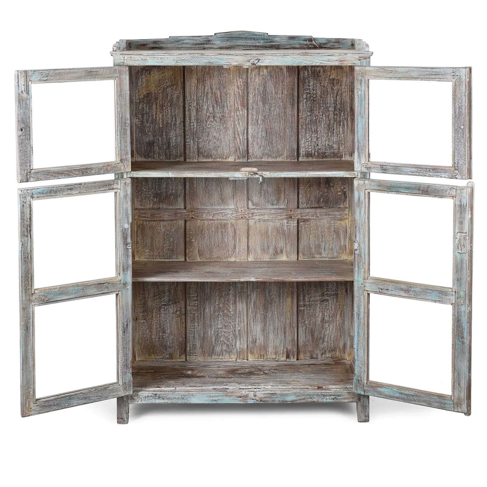 Painted Indian Glass Book Cabinet - 1920's - Image 4