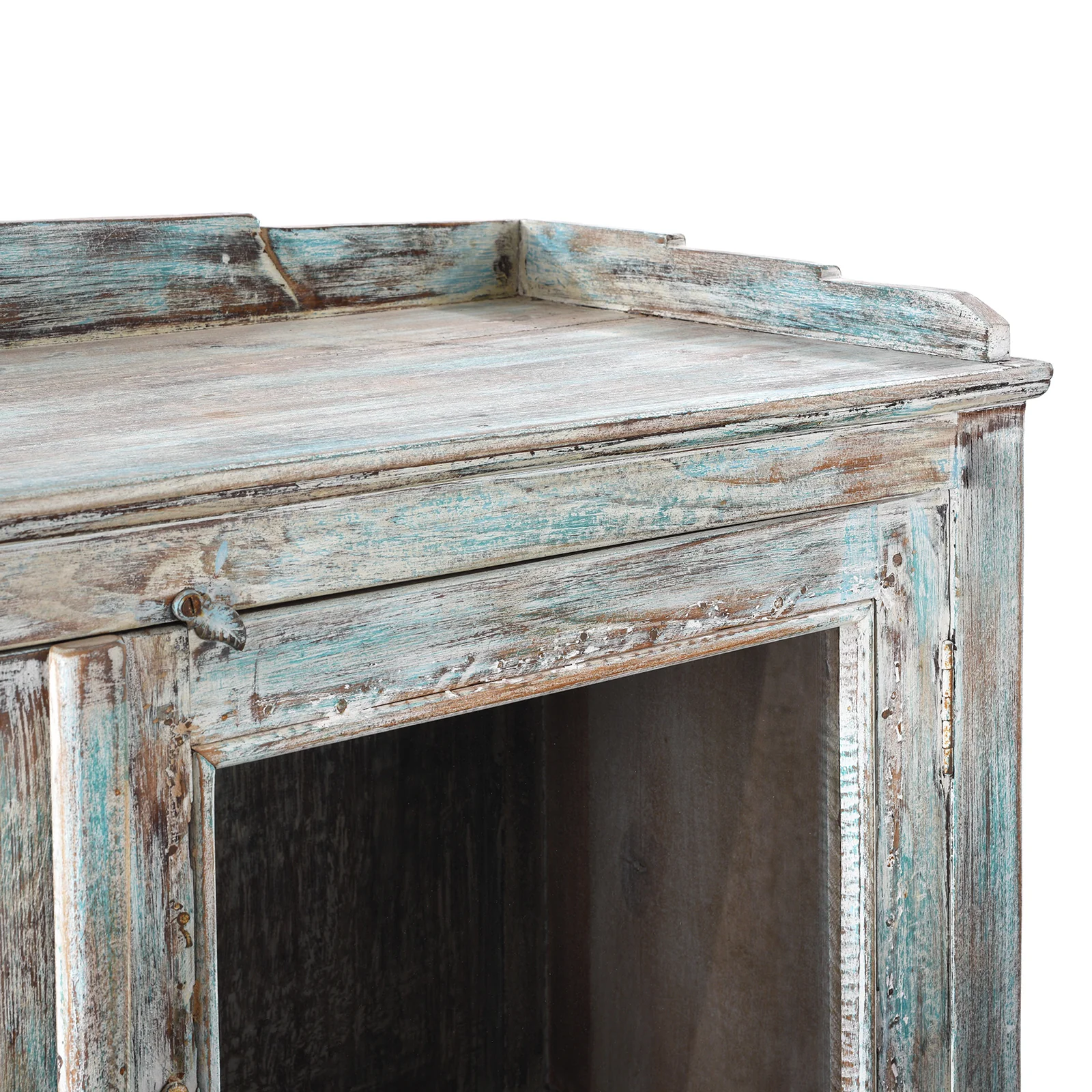 Painted Indian Glass Book Cabinet - 1920's - Image 6