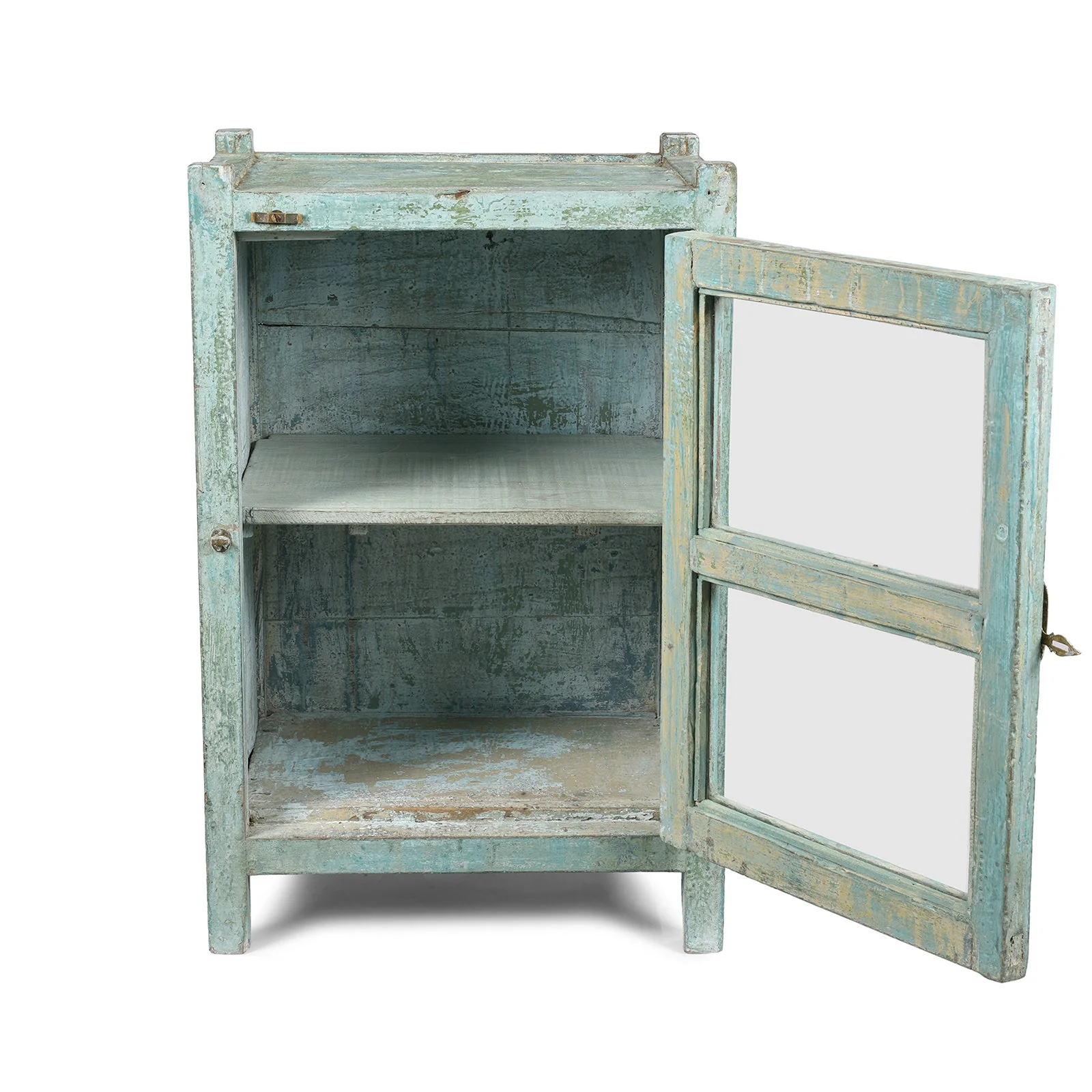 Painted Teak Glazed Indian Side Cabinet - Ca 1930 - Image 4