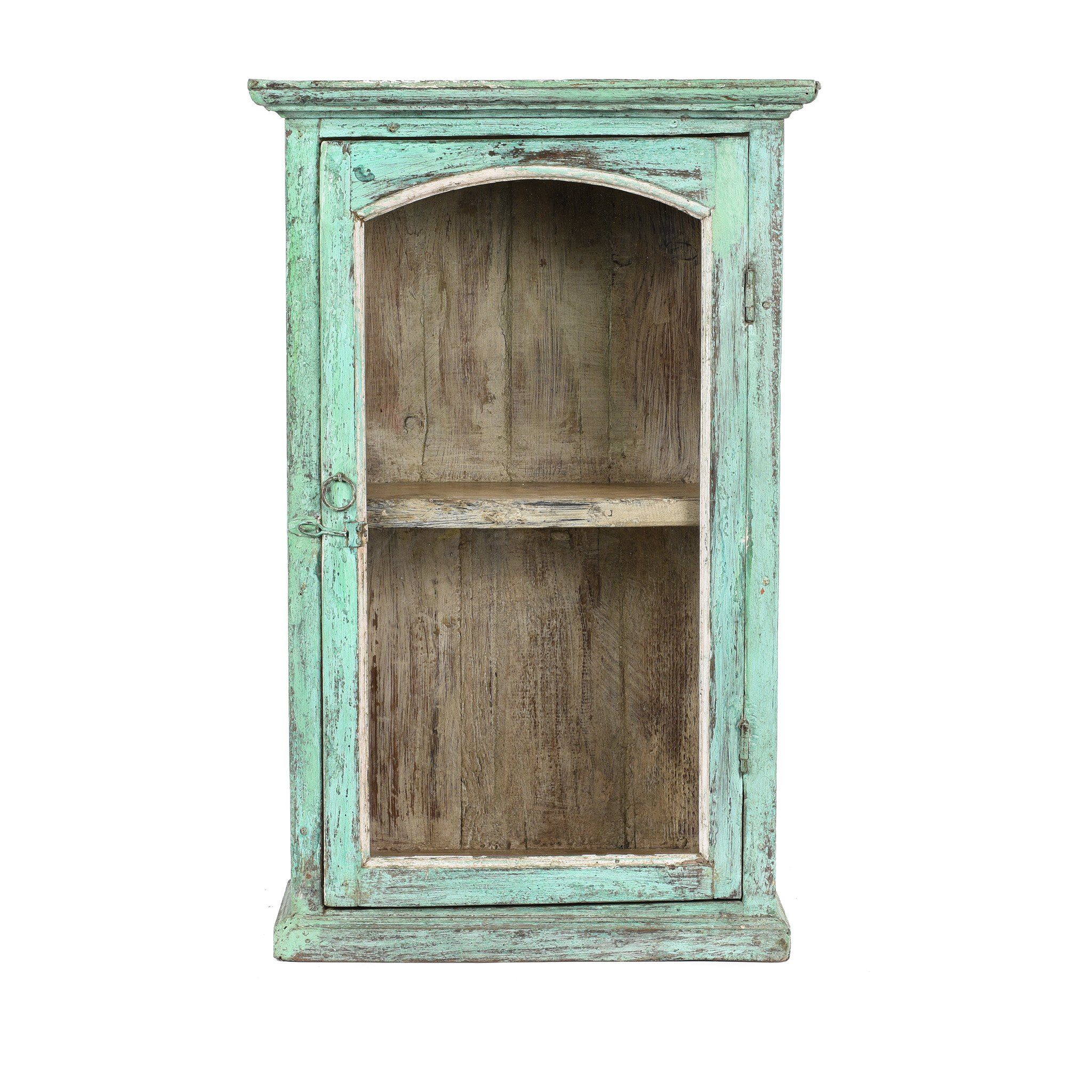 Painted Teak Glazed Wall Cabinet - Ca 1930