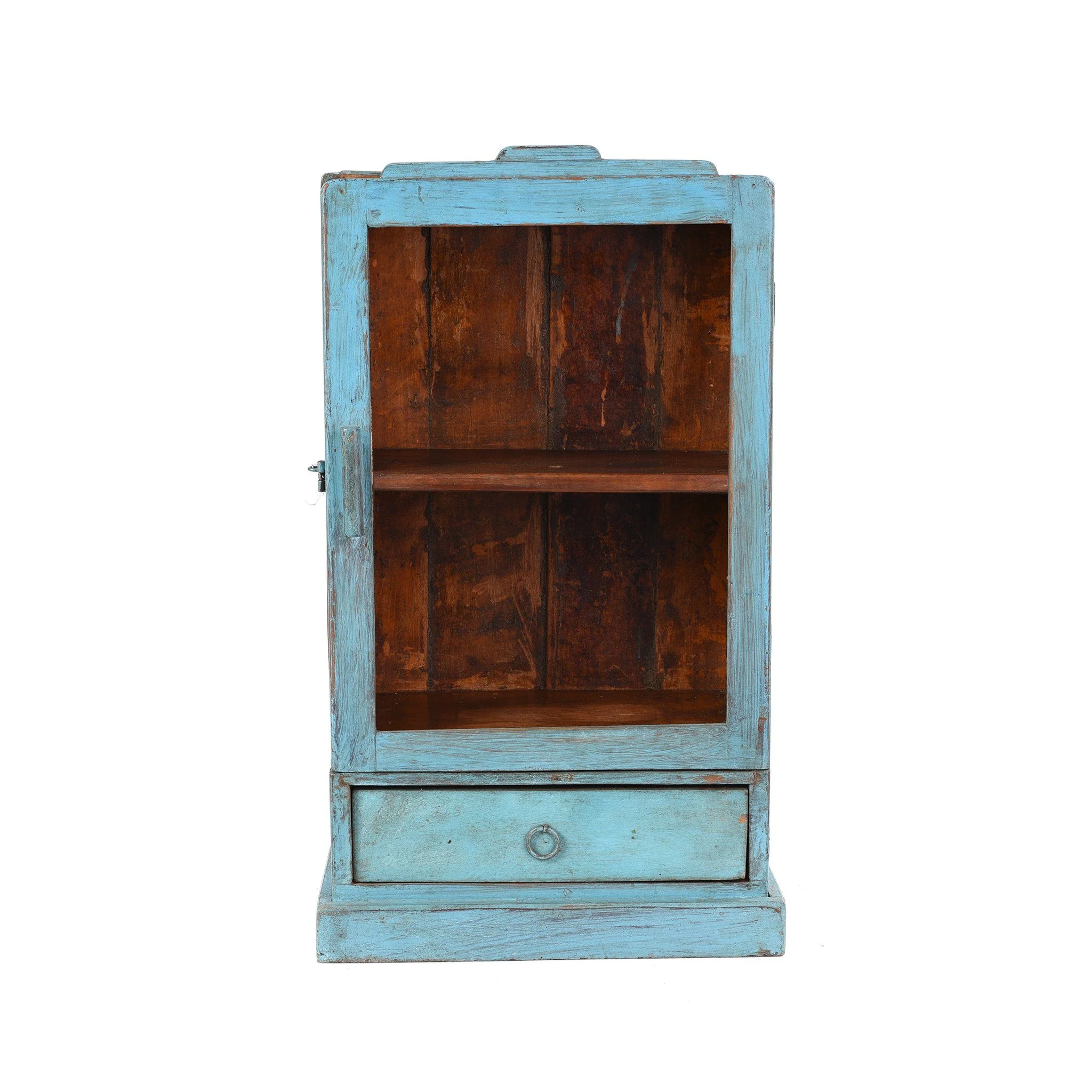 Painted Teak Glazed Wall Cabinet - Ca 1930