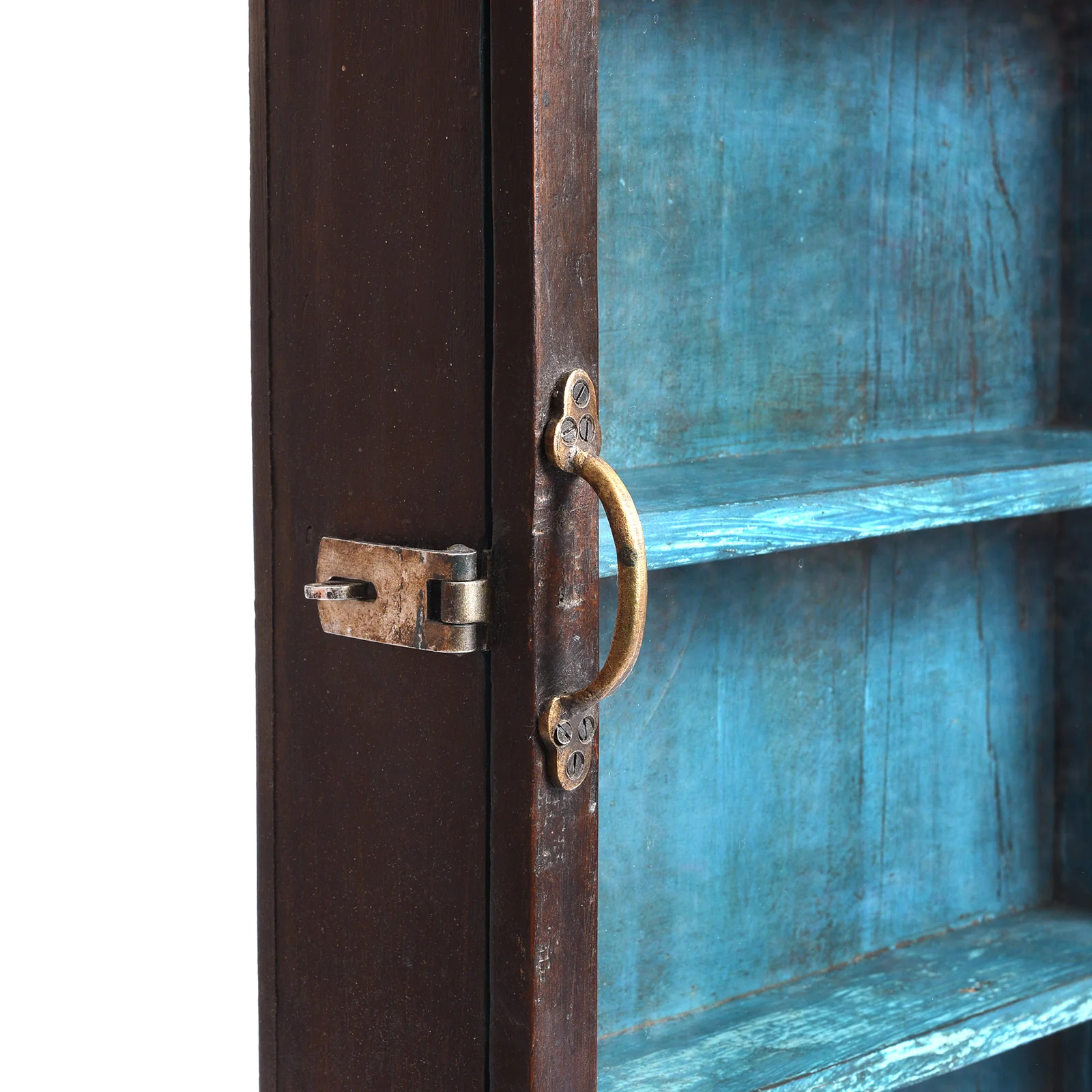 Painted Teak Glazed Wall Cabinet - Ca 1930 - Image 4