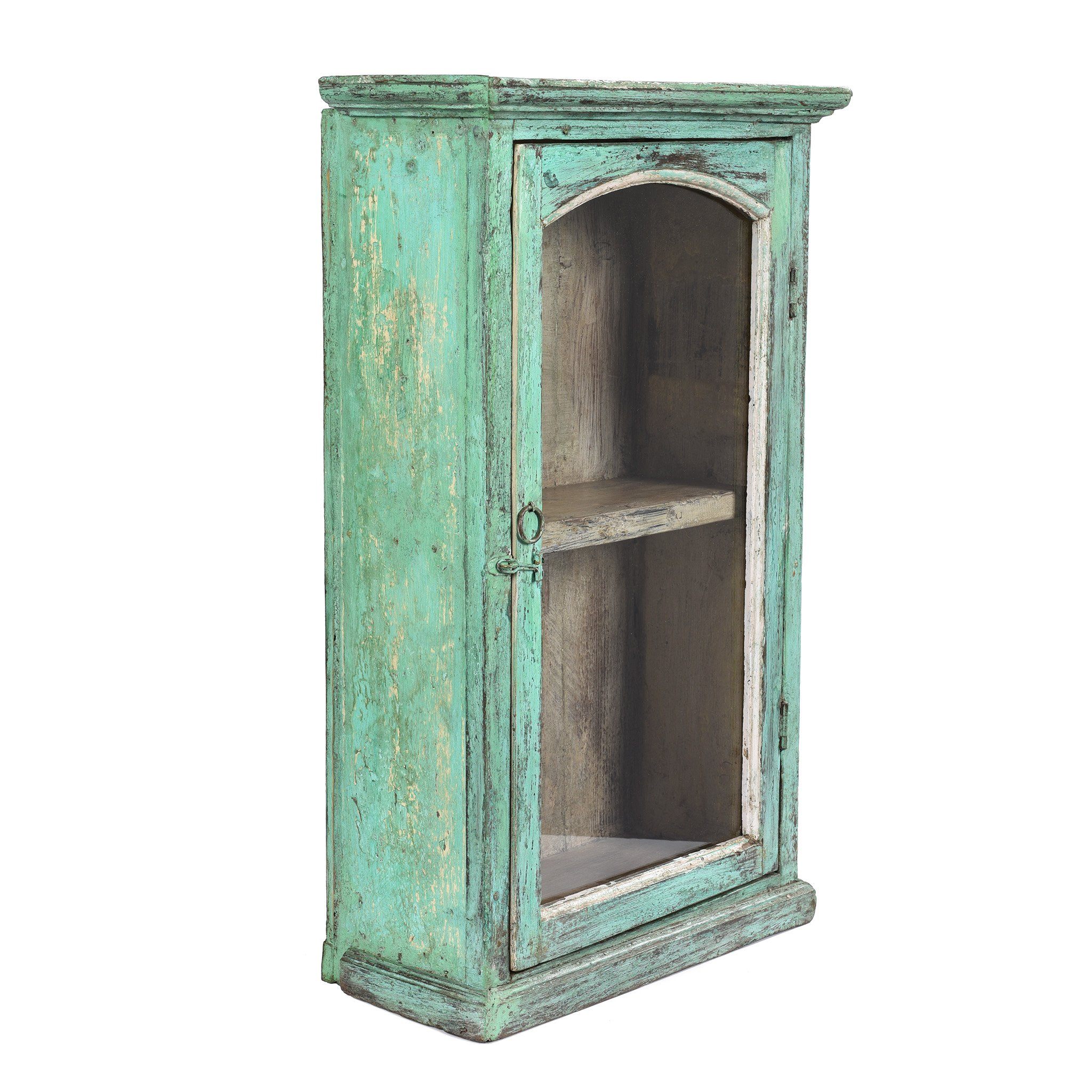 Painted Teak Glazed Wall Cabinet - Ca 1930 - Image 5