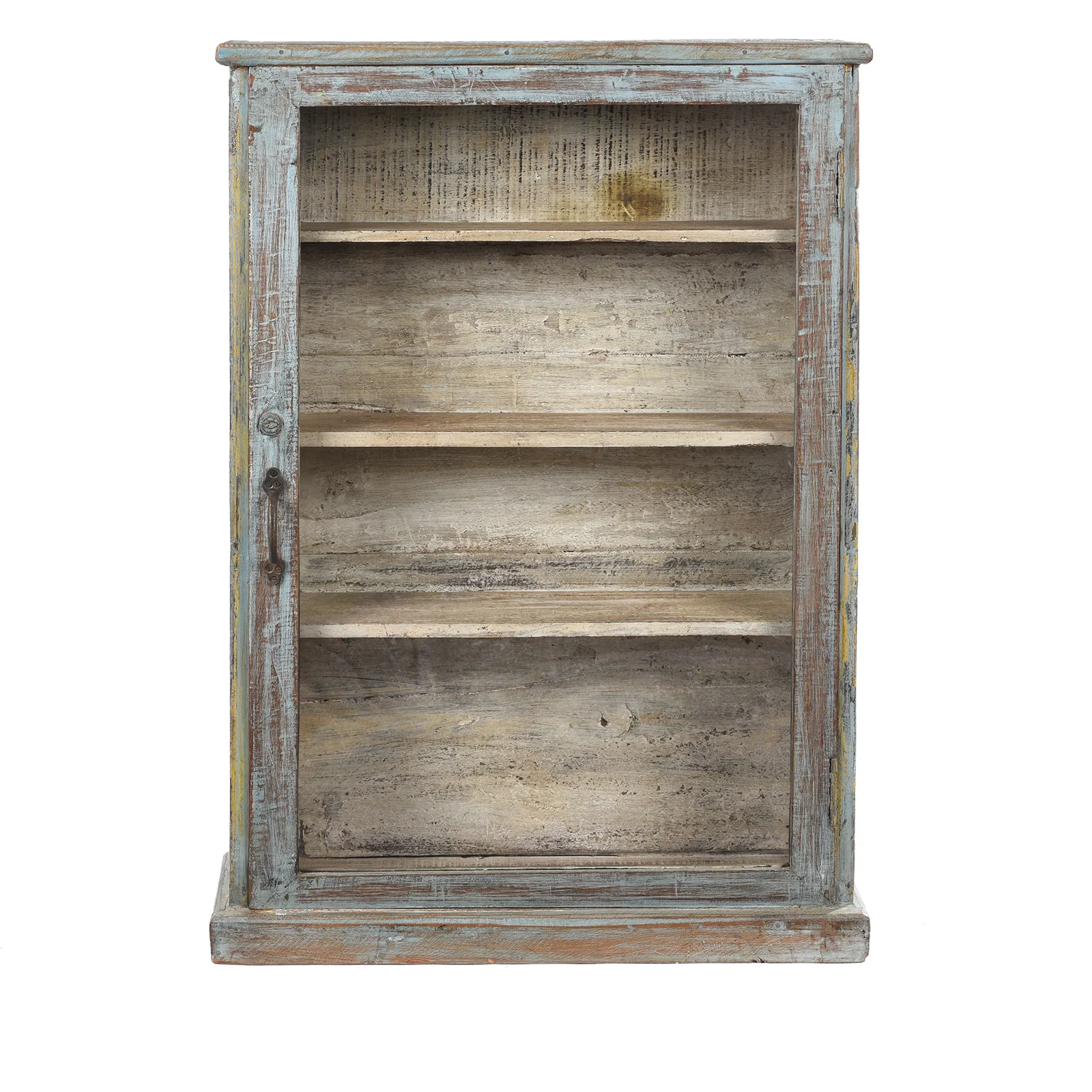Painted Teak Glazed Wall Cabinet - Ca 1920