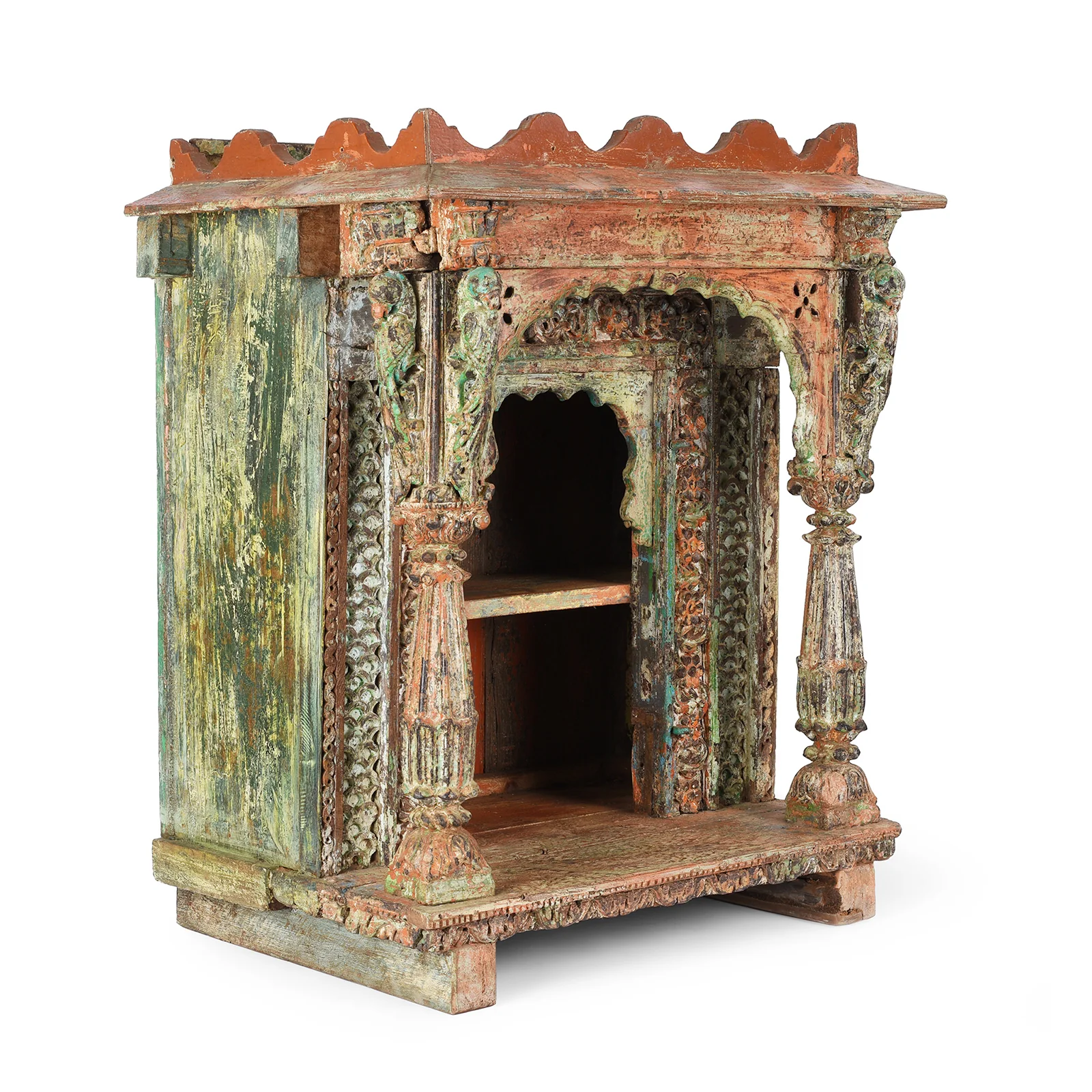 Painted Teak House Shrine From Gujarat - 19th Century - Image 2