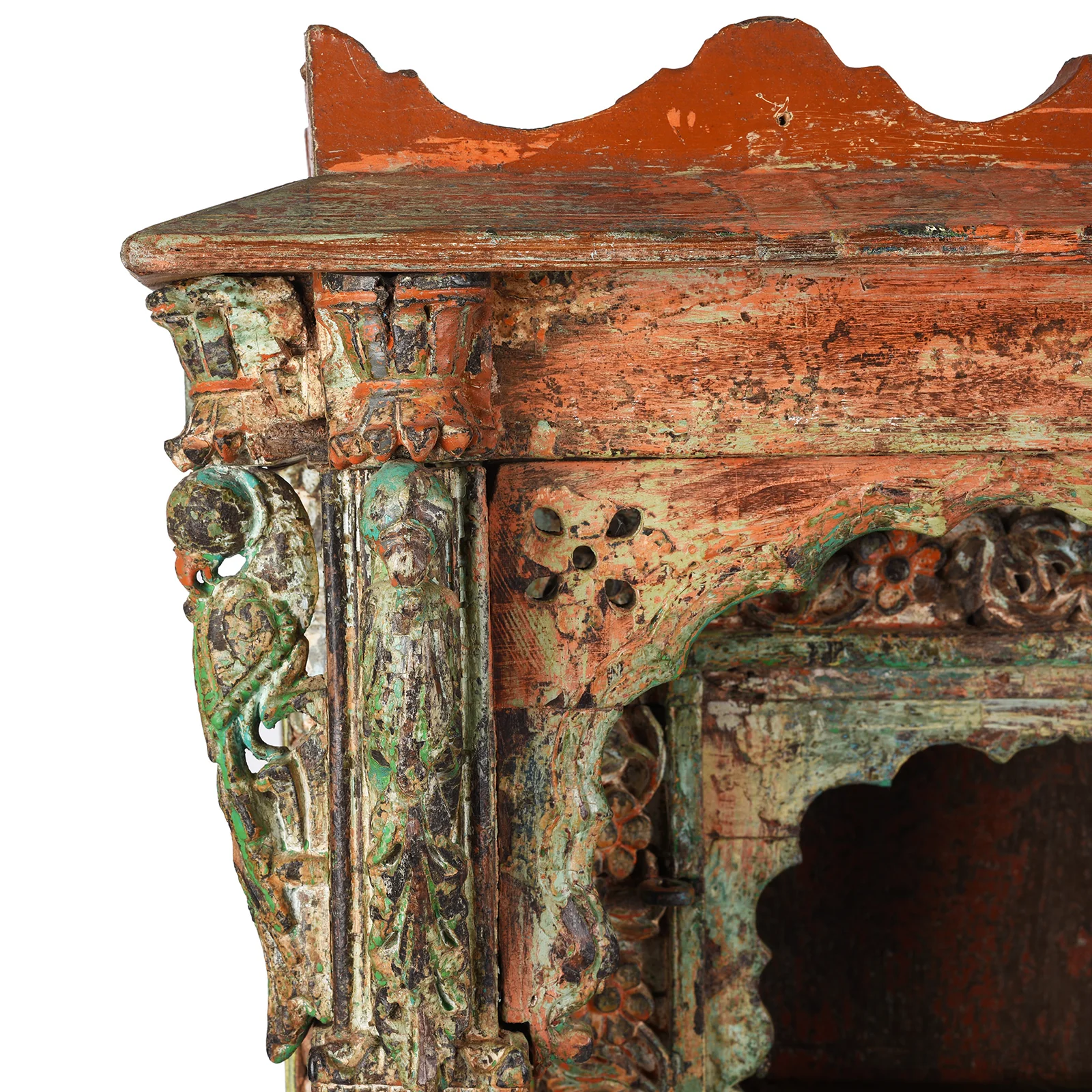 Painted Teak House Shrine From Gujarat - 19th Century - Image 4