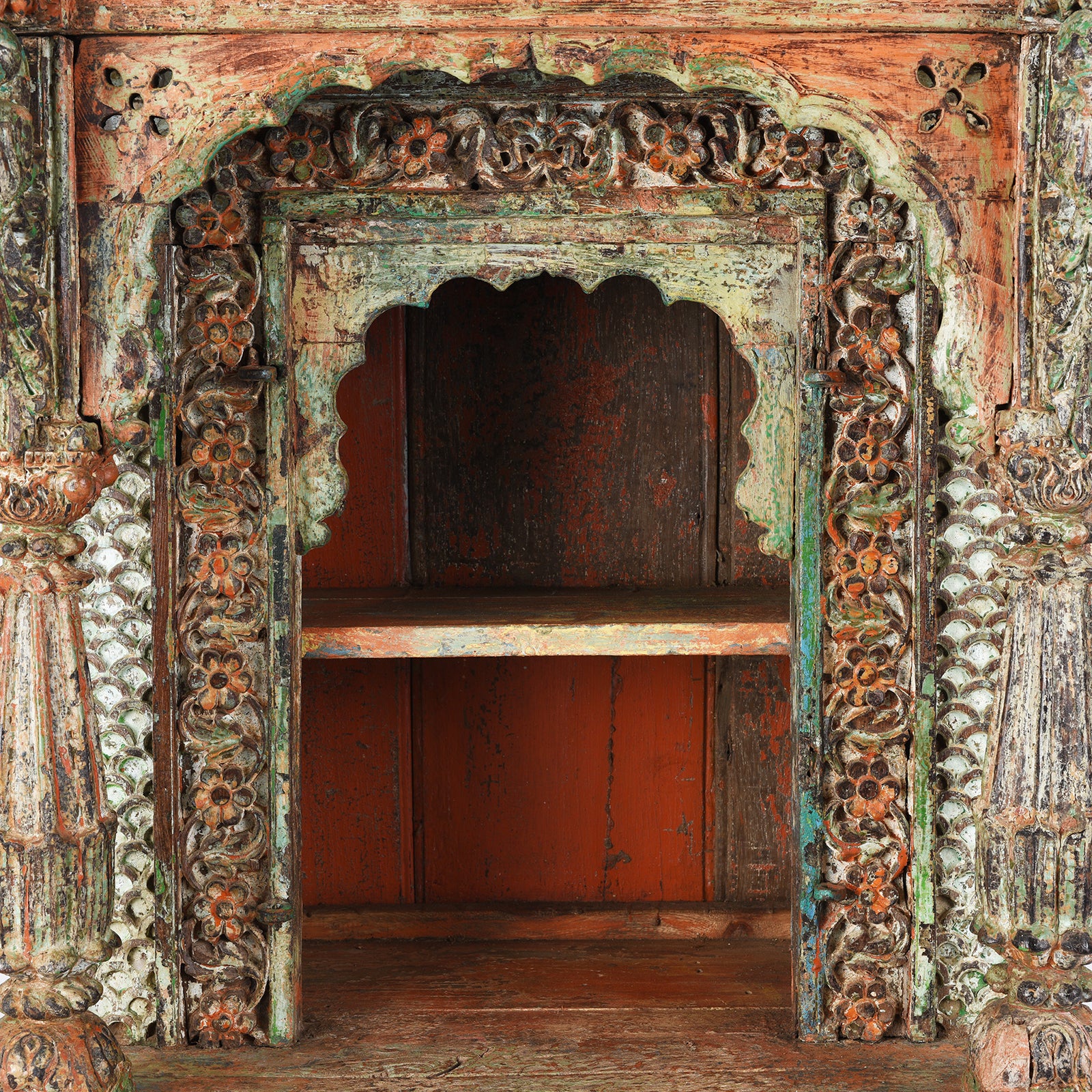 Painted Teak House Shrine From Gujarat - 19th Century - Image 5