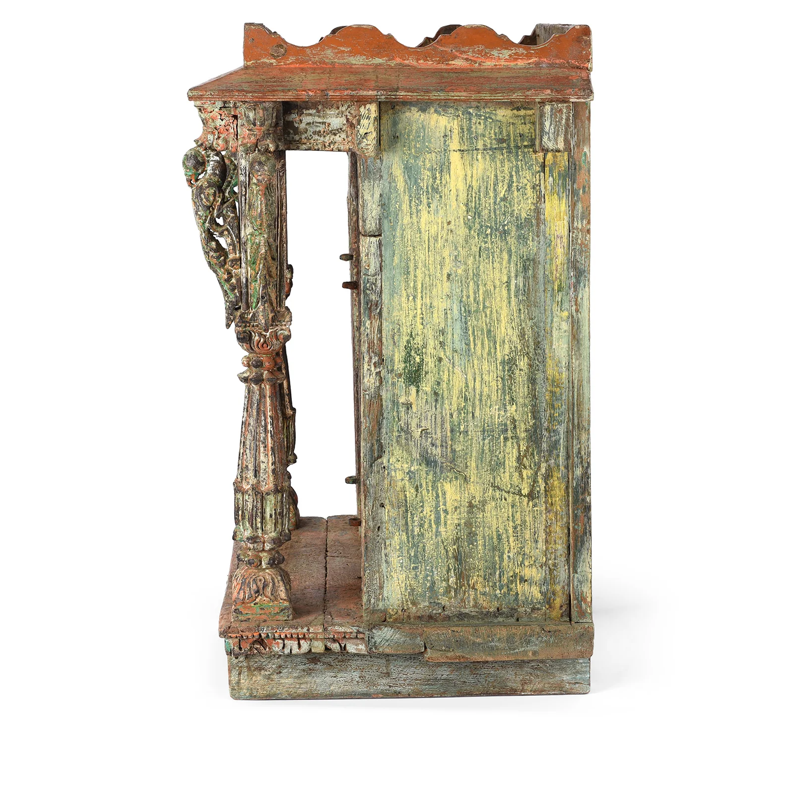 Painted Teak House Shrine From Gujarat - 19th Century - Image 6