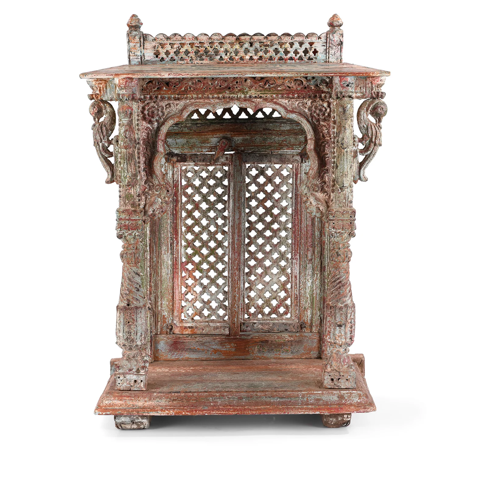 Painted Teak House Shrine From Patan - Early 19th Century