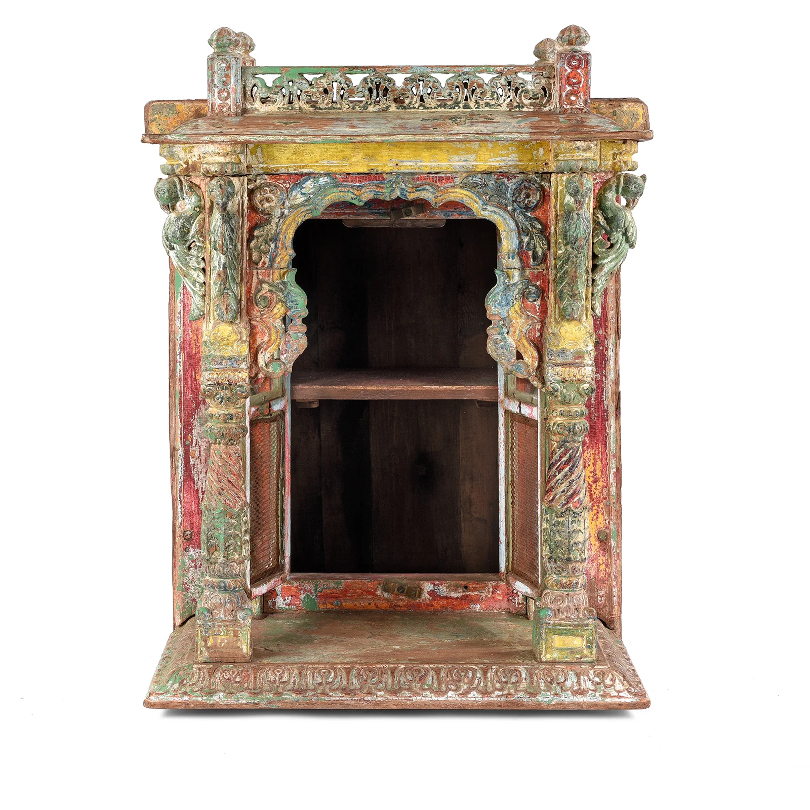 Painted Teak House Shrine From Gujarat - 18th Century - Image 2