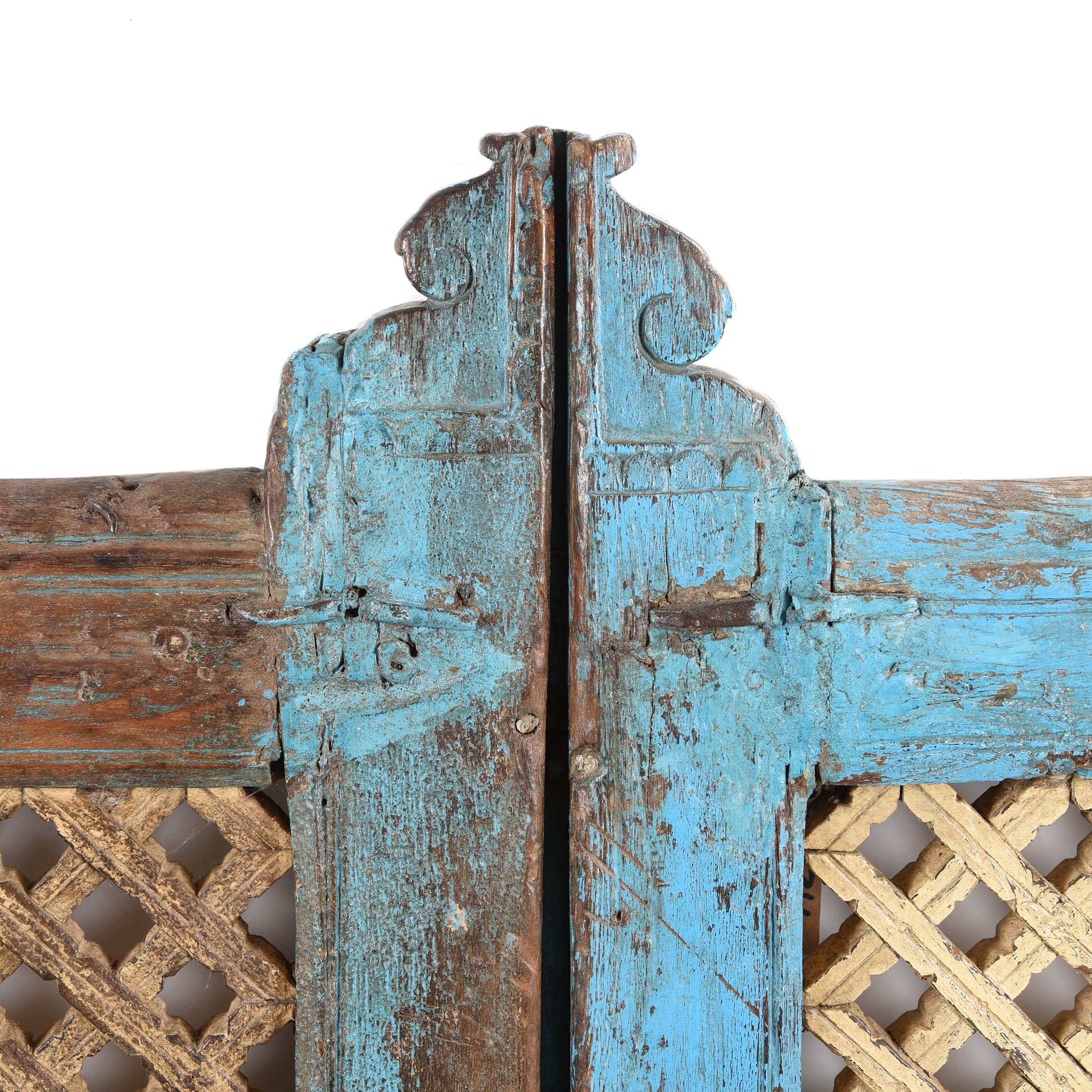 Painted Teak Dog Gate From Gujarat - 19thC - Image 3