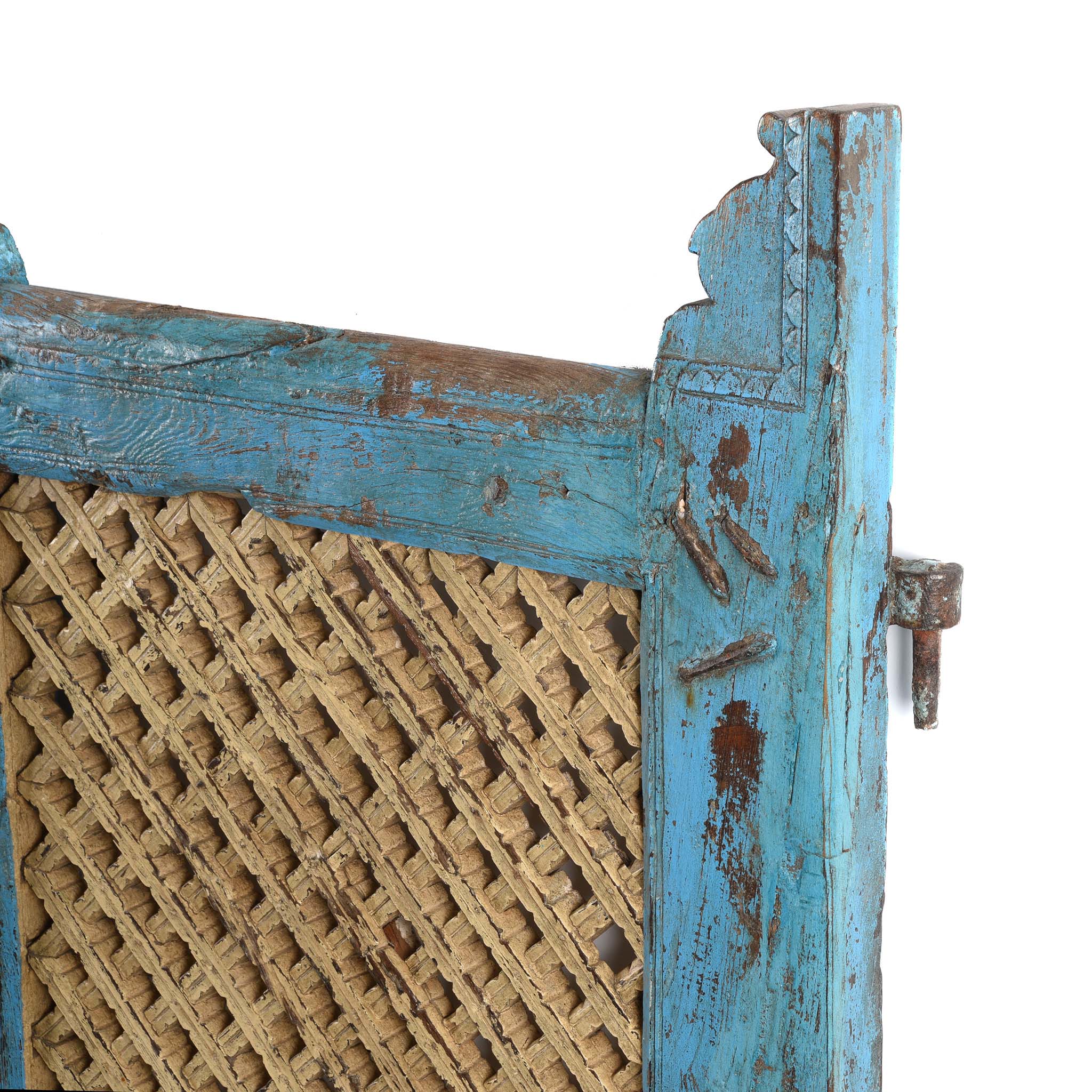 Painted Teak Dog Gate From Gujarat - 19thC - Image 4