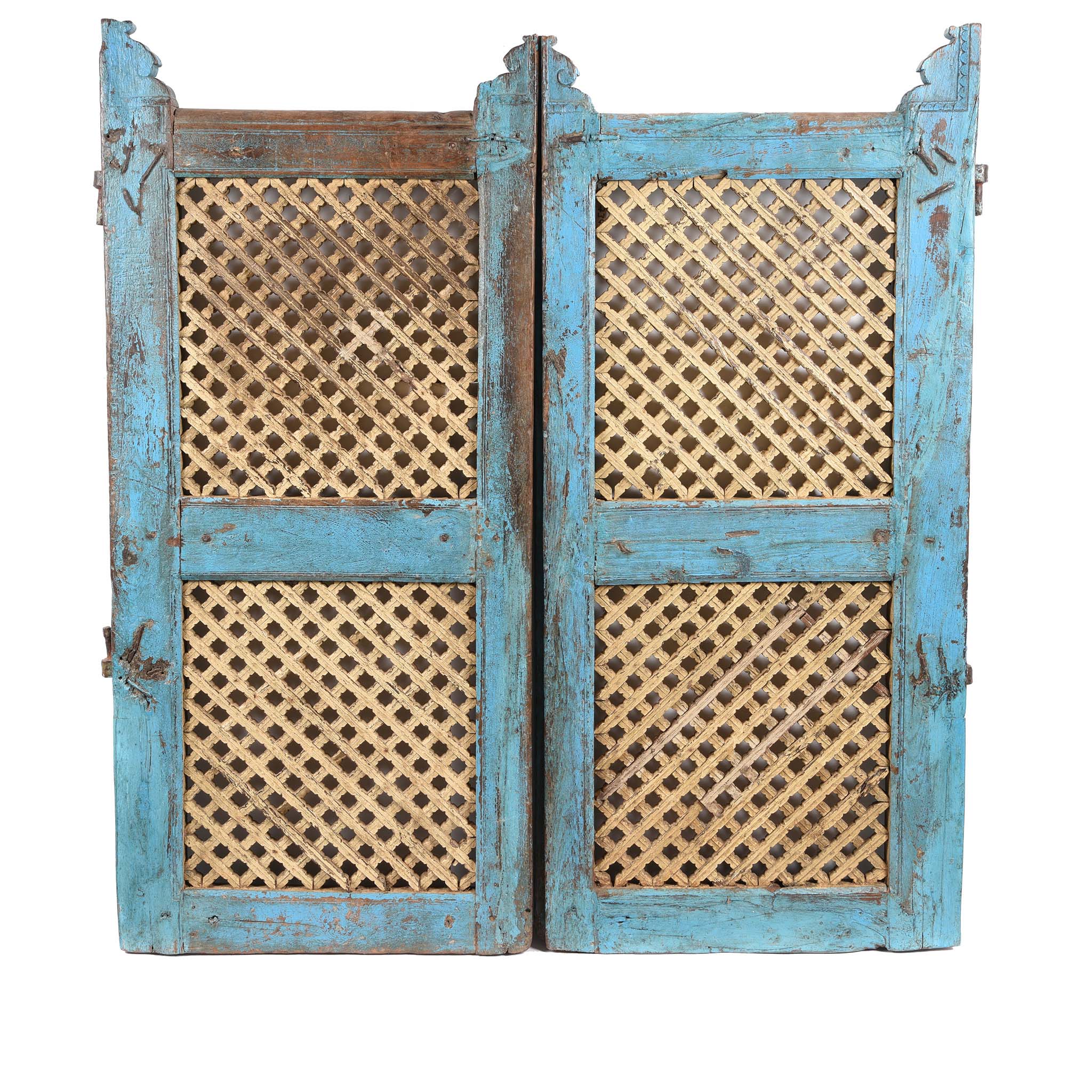 Painted Teak Dog Gate From Gujarat - 19thC - Image 6