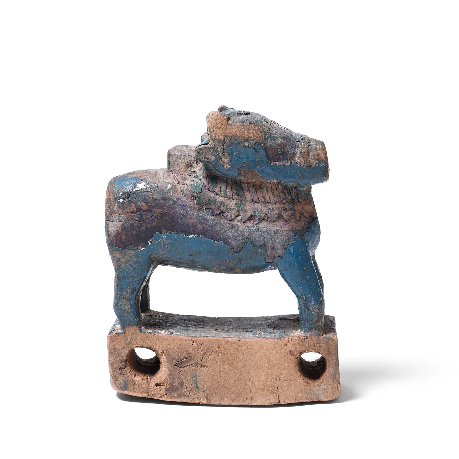 Painted Teak Nandi Bull Toy From Rajasthan - 19th Century
