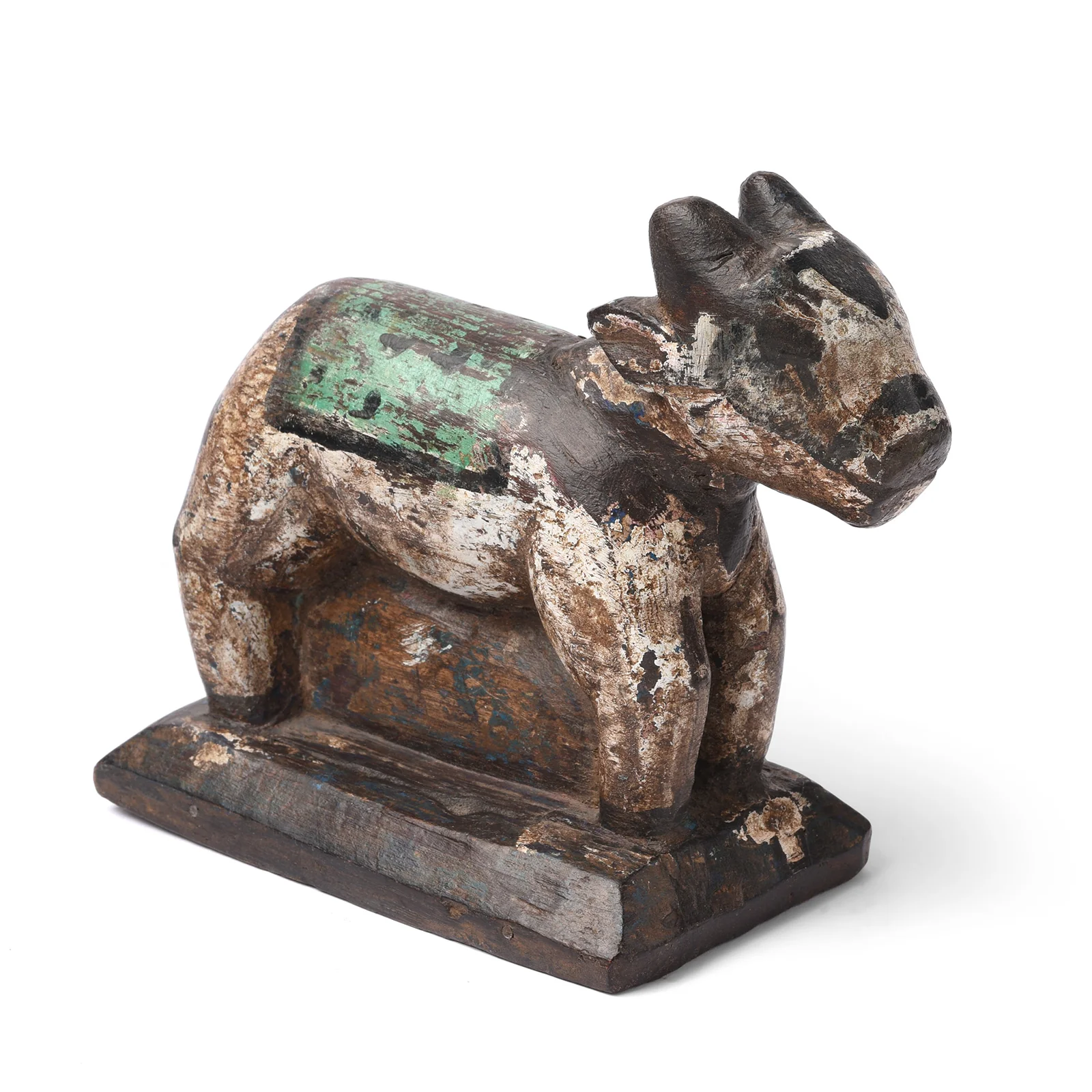 Painted Teak Nandi Bull Toy From Andhra Pradesh - Ca 1950's
