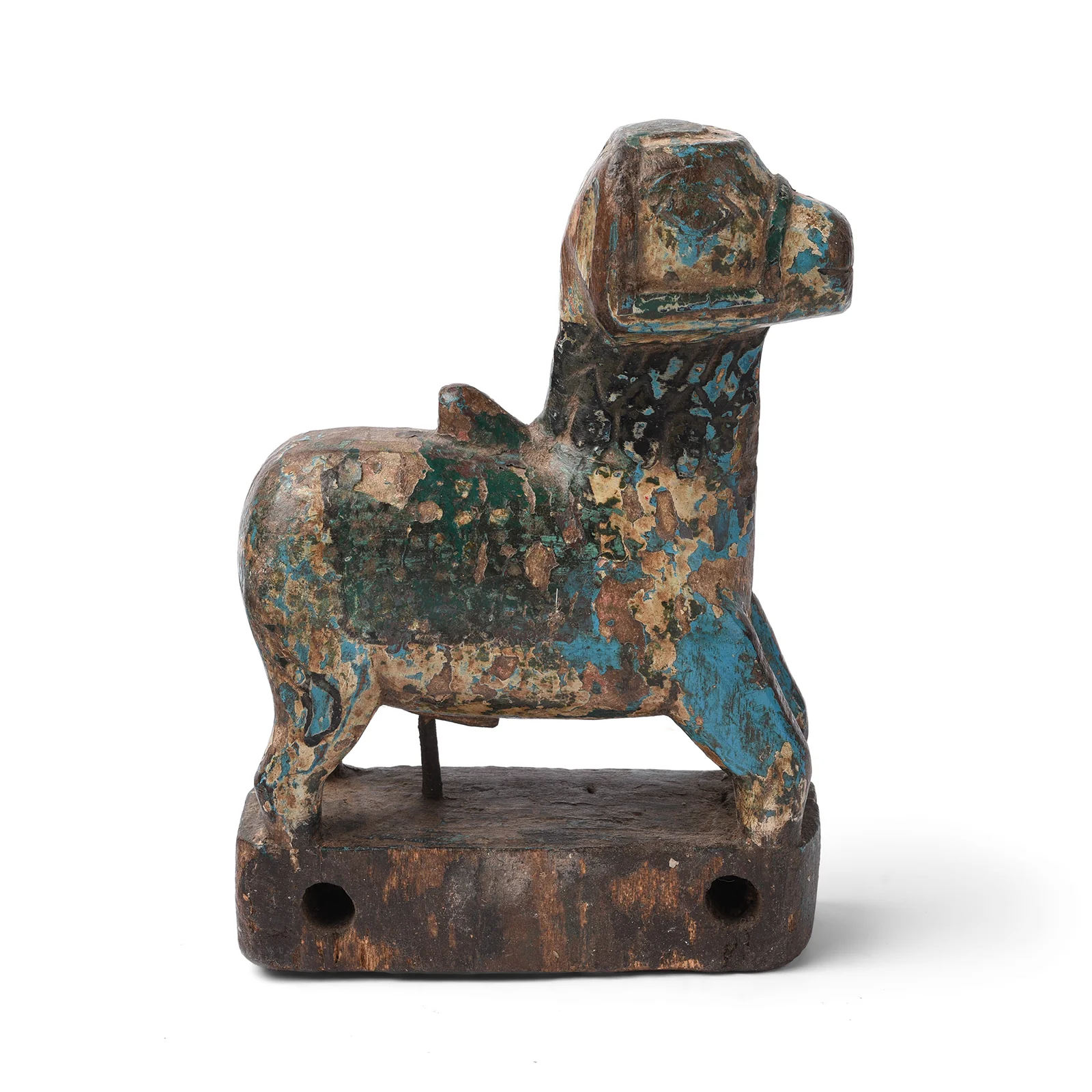 Painted Teak Nandi Bull Toy From Andhra Pradesh - Ca 1950's