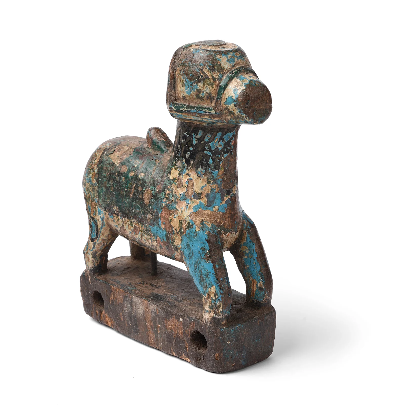 Painted Teak Nandi Bull Toy From Andhra Pradesh - Ca 1950's - Image 3
