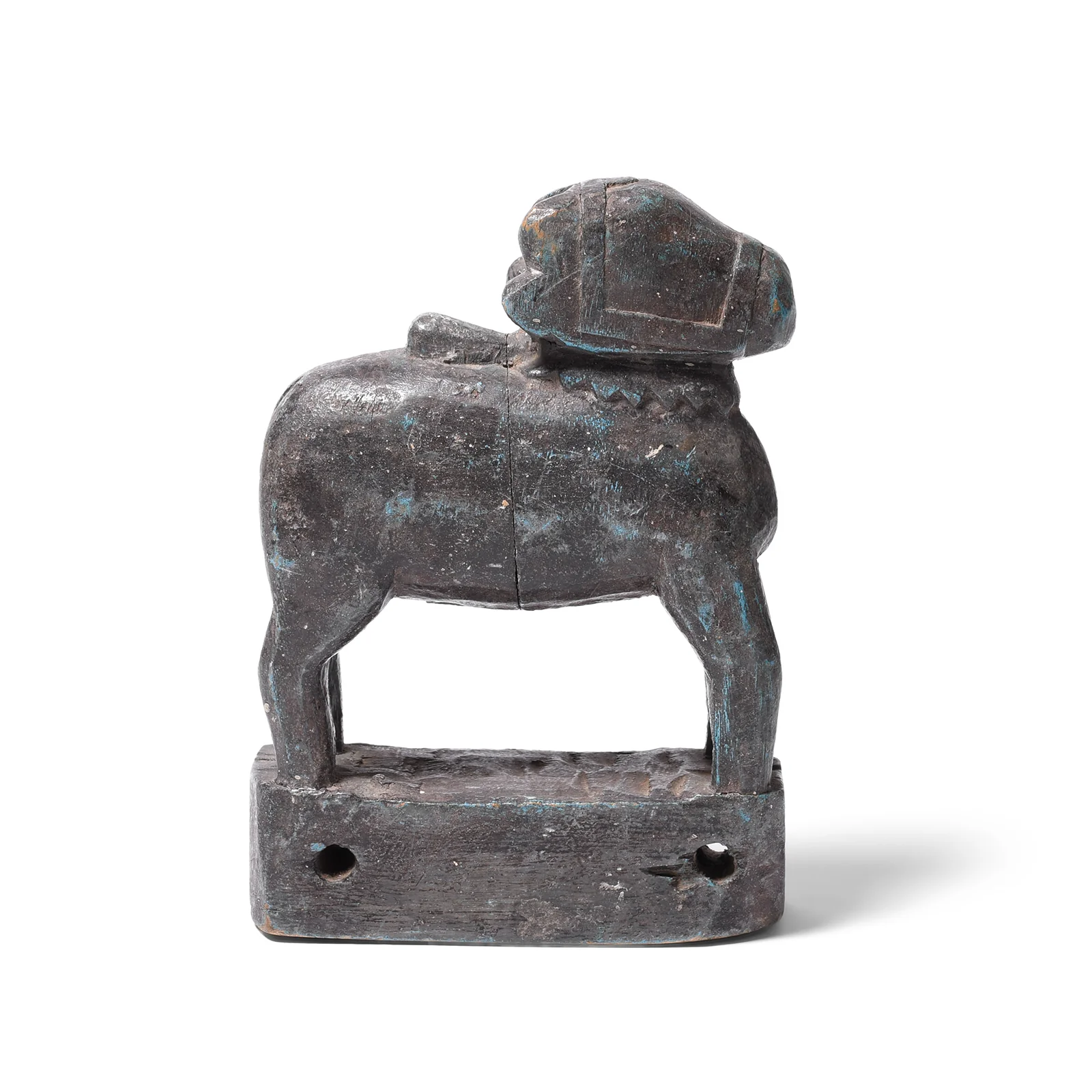 Painted Teak Nandi Bull Toy From Rajasthan - 19th Century