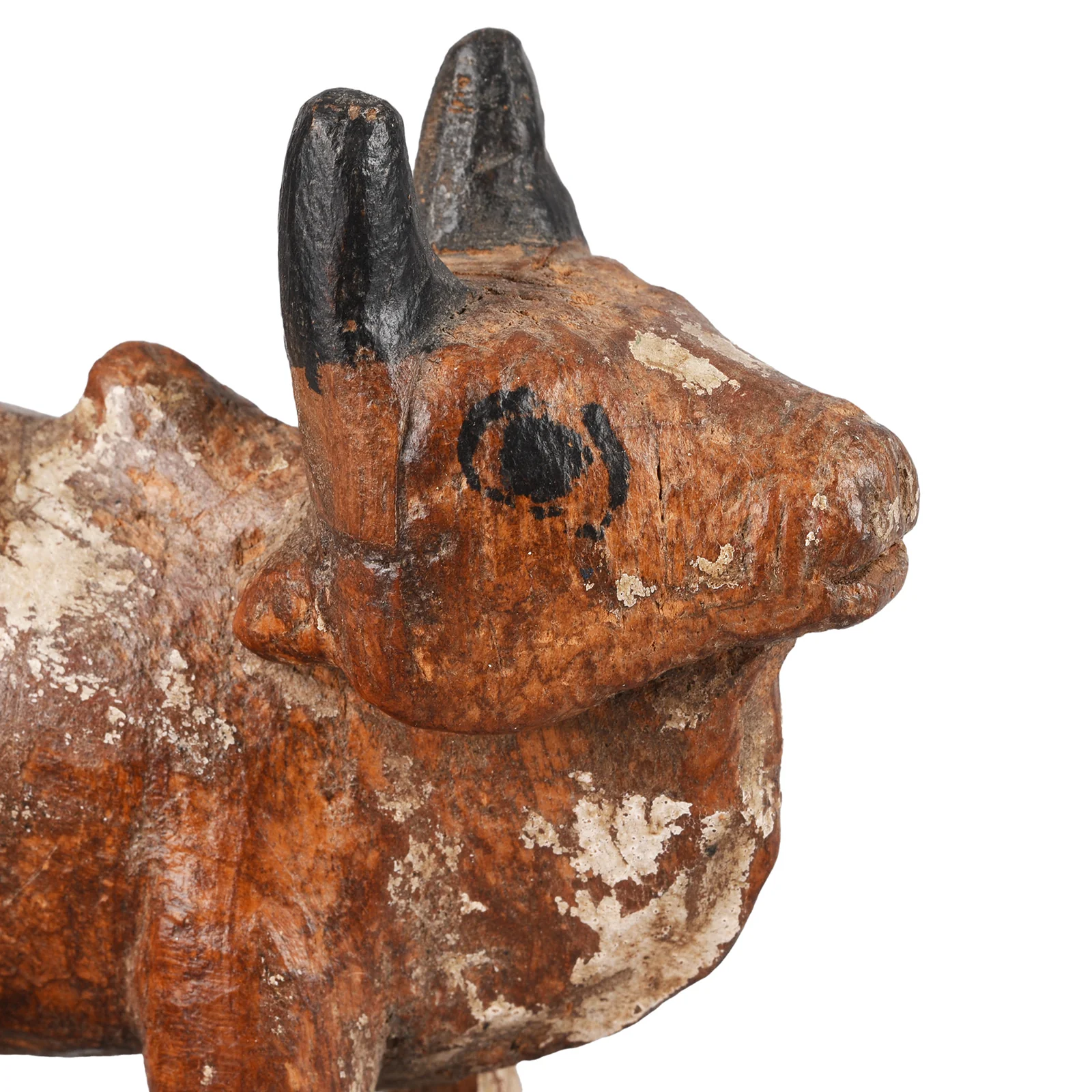 Painted Teak Nandi Bull Toy From Andhra Pradesh - Ca 1950 - Image 4