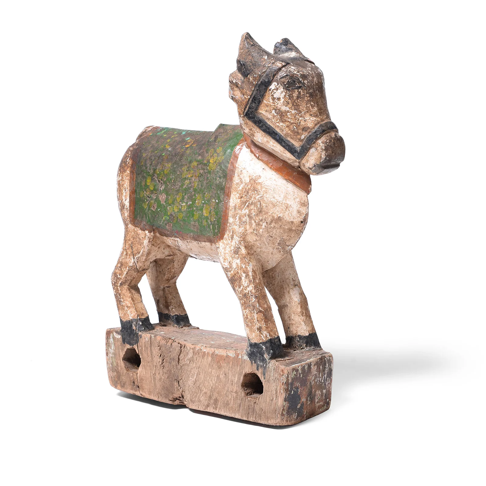 Painted Teak Nandi Bull Toy From Rajasthan - 19th Century - Image 3