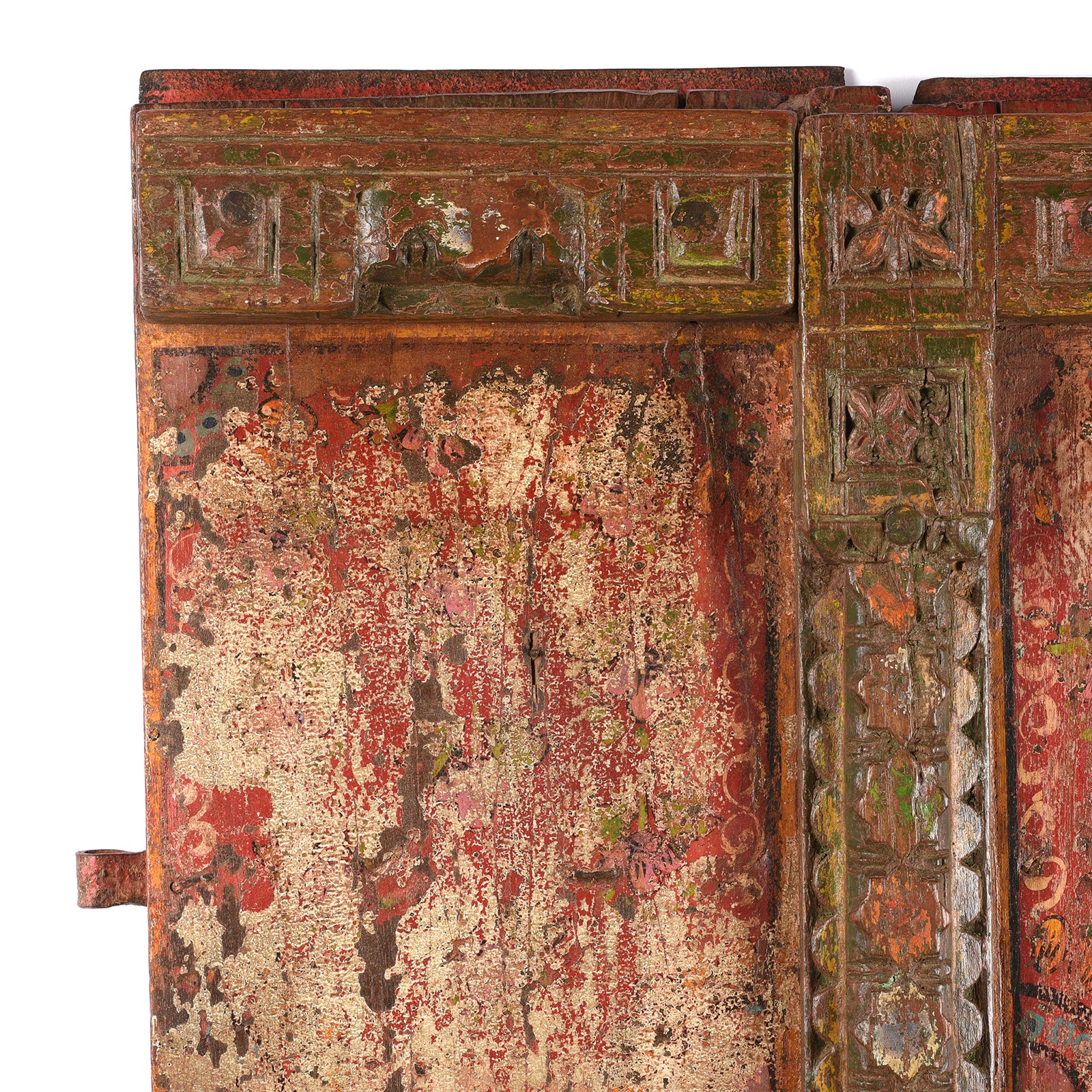 Painted Rajasthani Window Shutter With Later Paint - Image 2