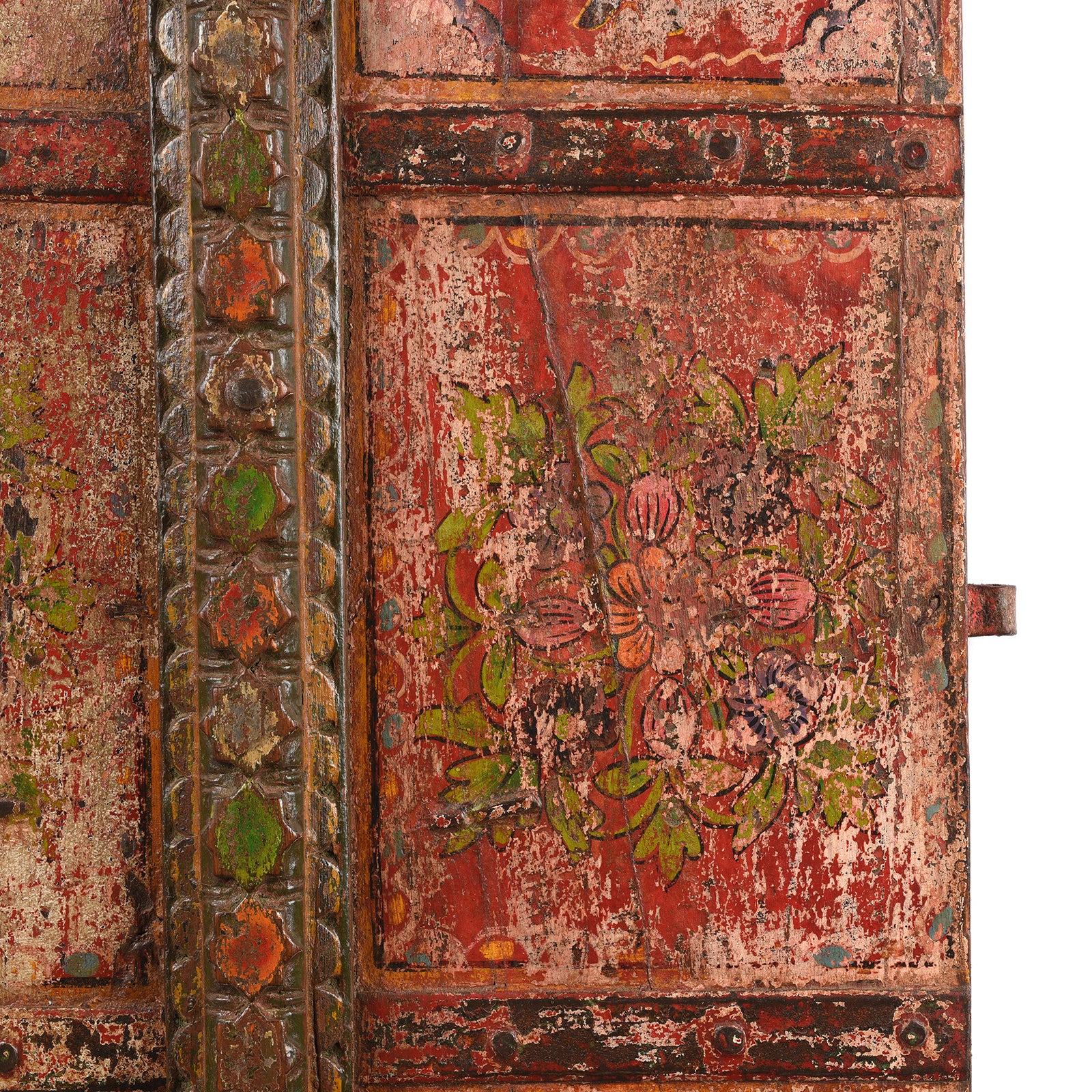 Painted Rajasthani Window Shutter With Later Paint - Image 4