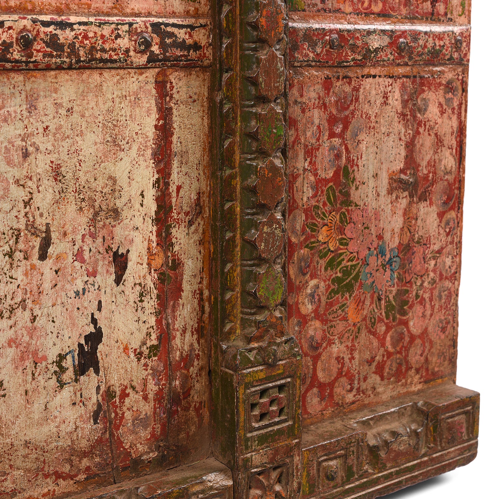 Painted Rajasthani Window Shutter With Later Paint - Image 5
