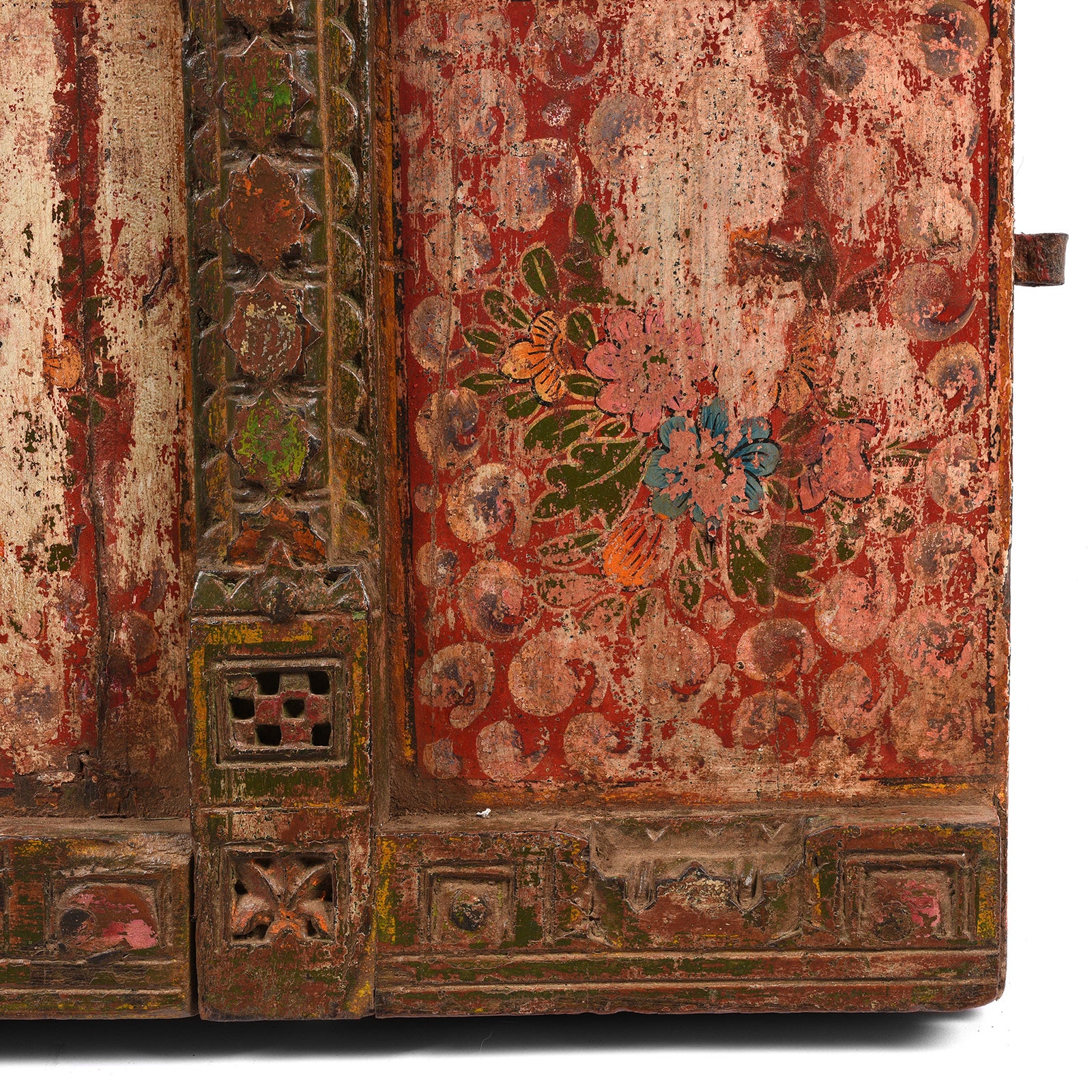 Painted Rajasthani Window Shutter With Later Paint - Image 6