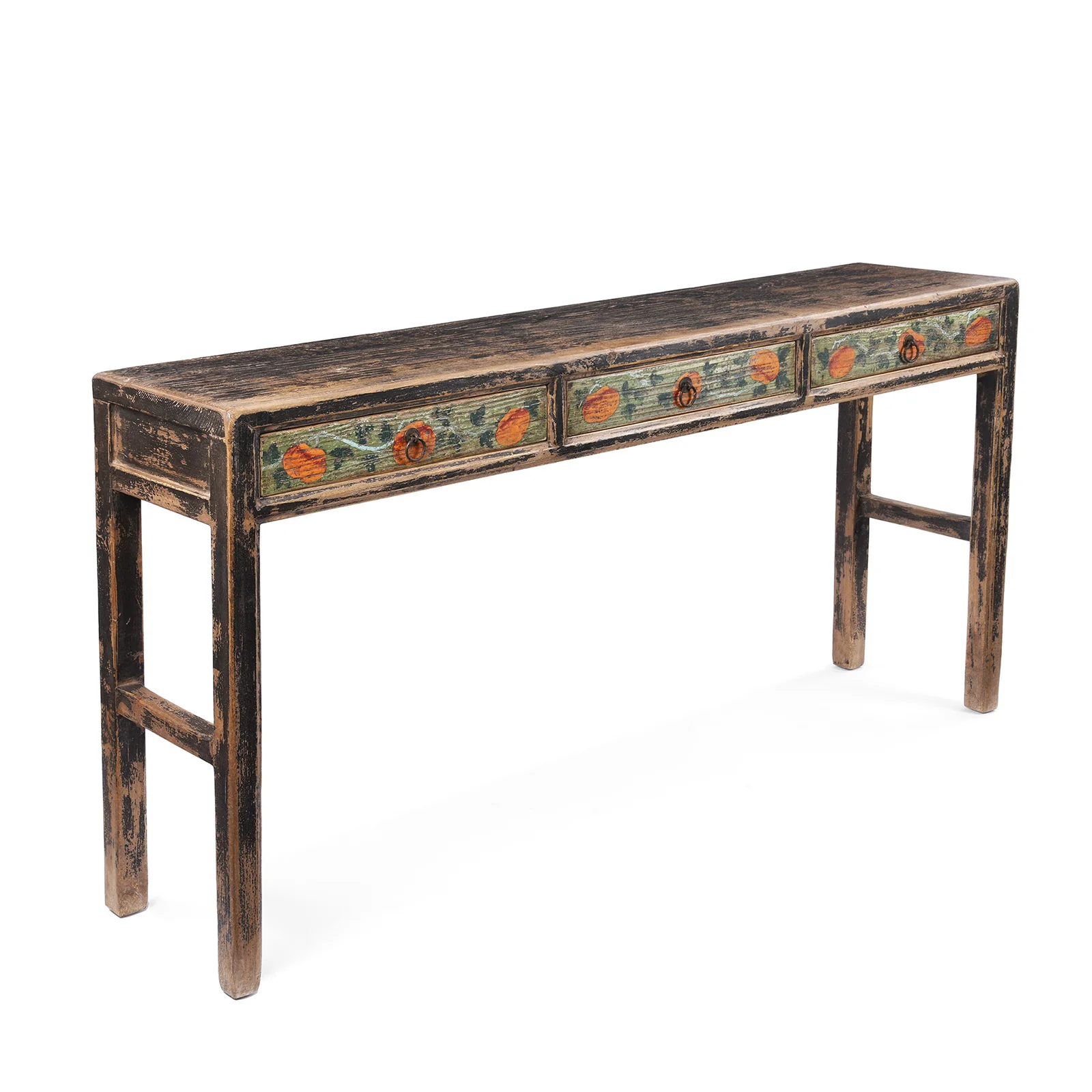 Painted Three Drawer Console Table Made From Old Wood - Image 4