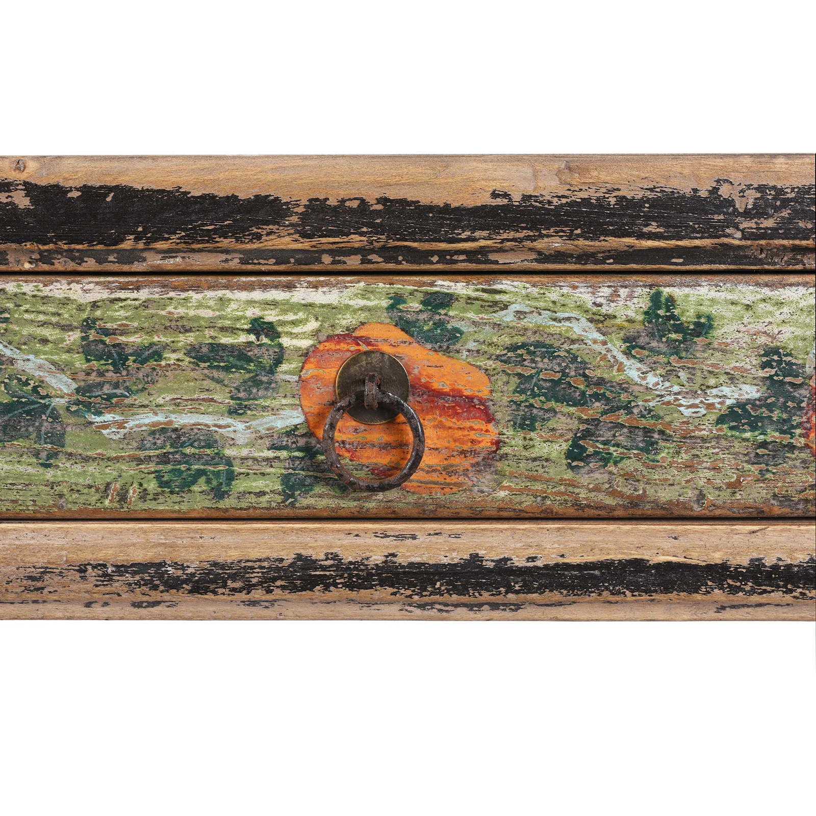 Painted Three Drawer Console Table Made From Old Wood - Image 5