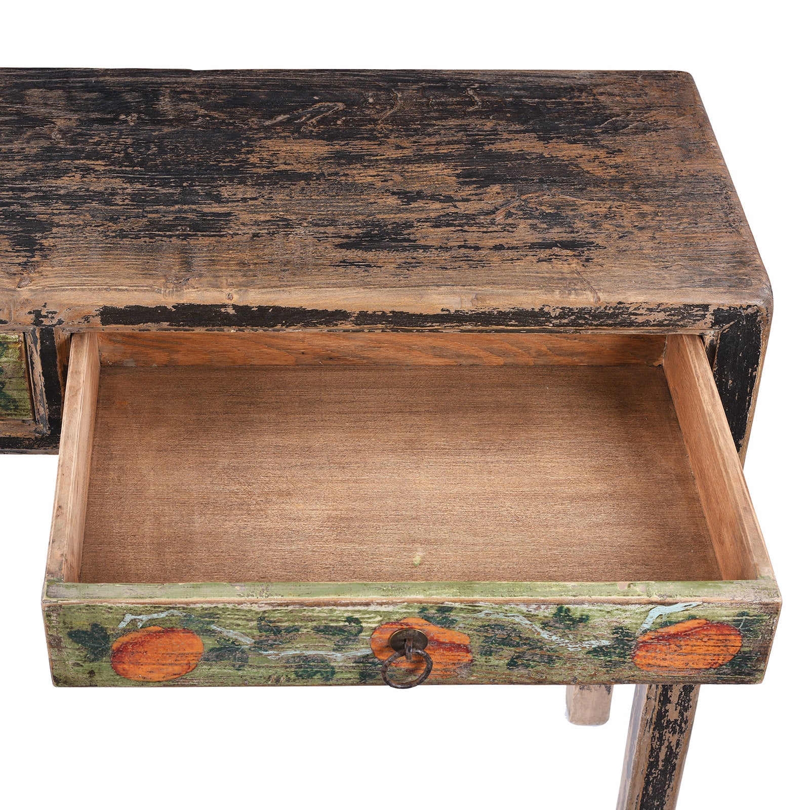 Painted Three Drawer Console Table Made From Old Wood - Image 6