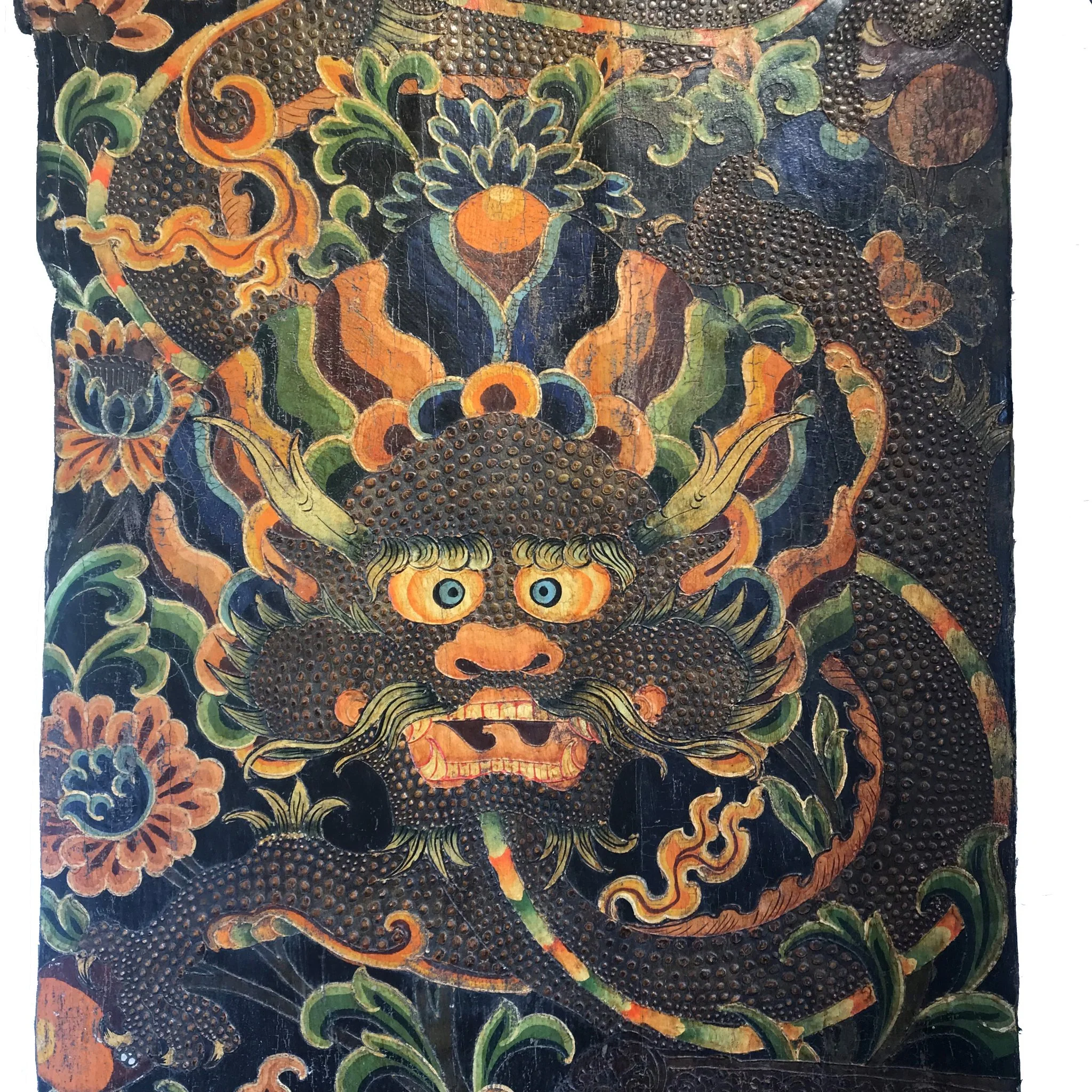 Vintage Tibetan Door With Dragon Painting - Ca 1930 - Image 2