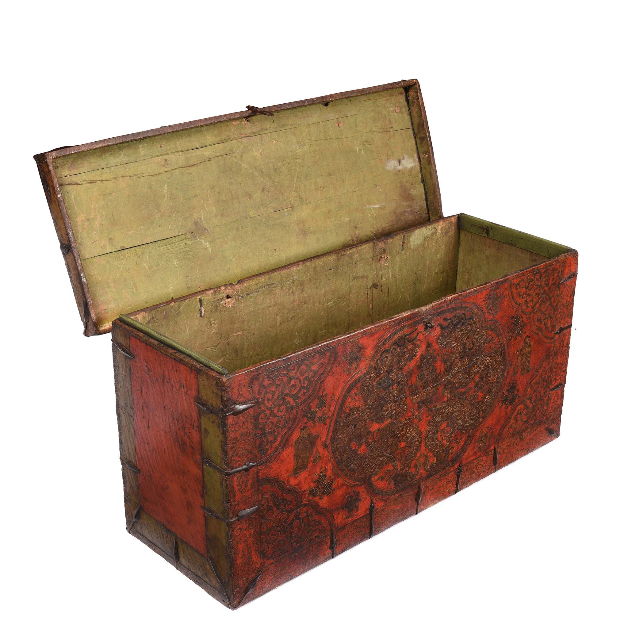 Painted Tibetan 'Double Dragon' Storage Chest - 17th Century - Image 14