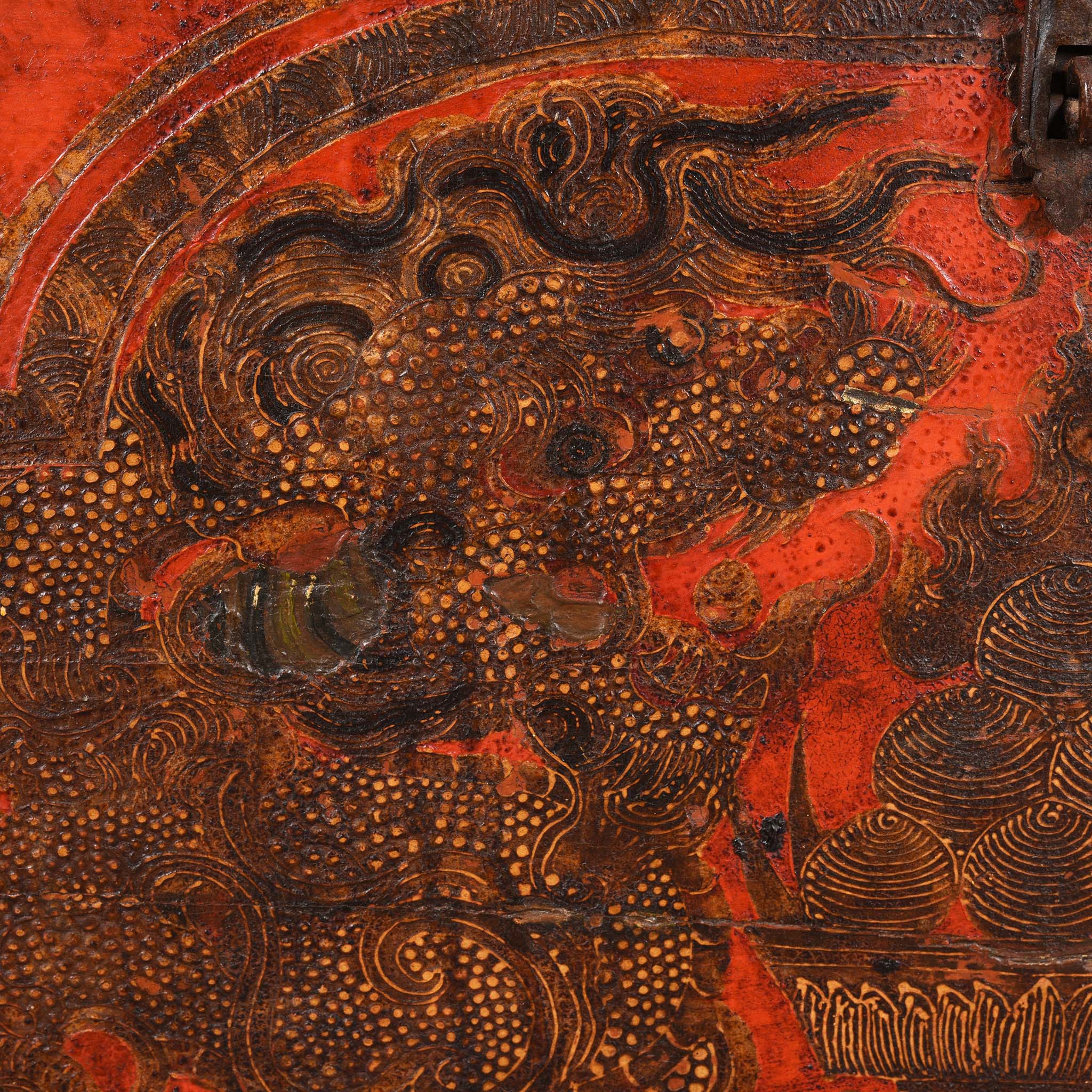 Painted Tibetan 'Double Dragon' Storage Chest - 17th Century - Image 3