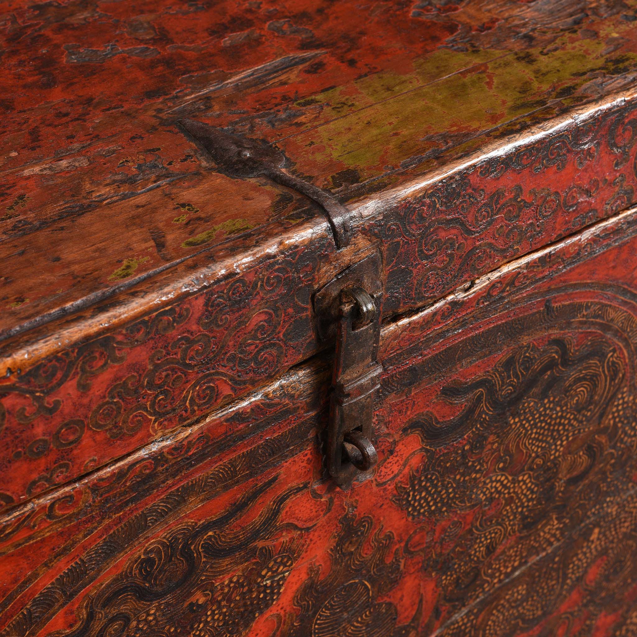 Painted Tibetan 'Double Dragon' Storage Chest - 17th Century - Image 7