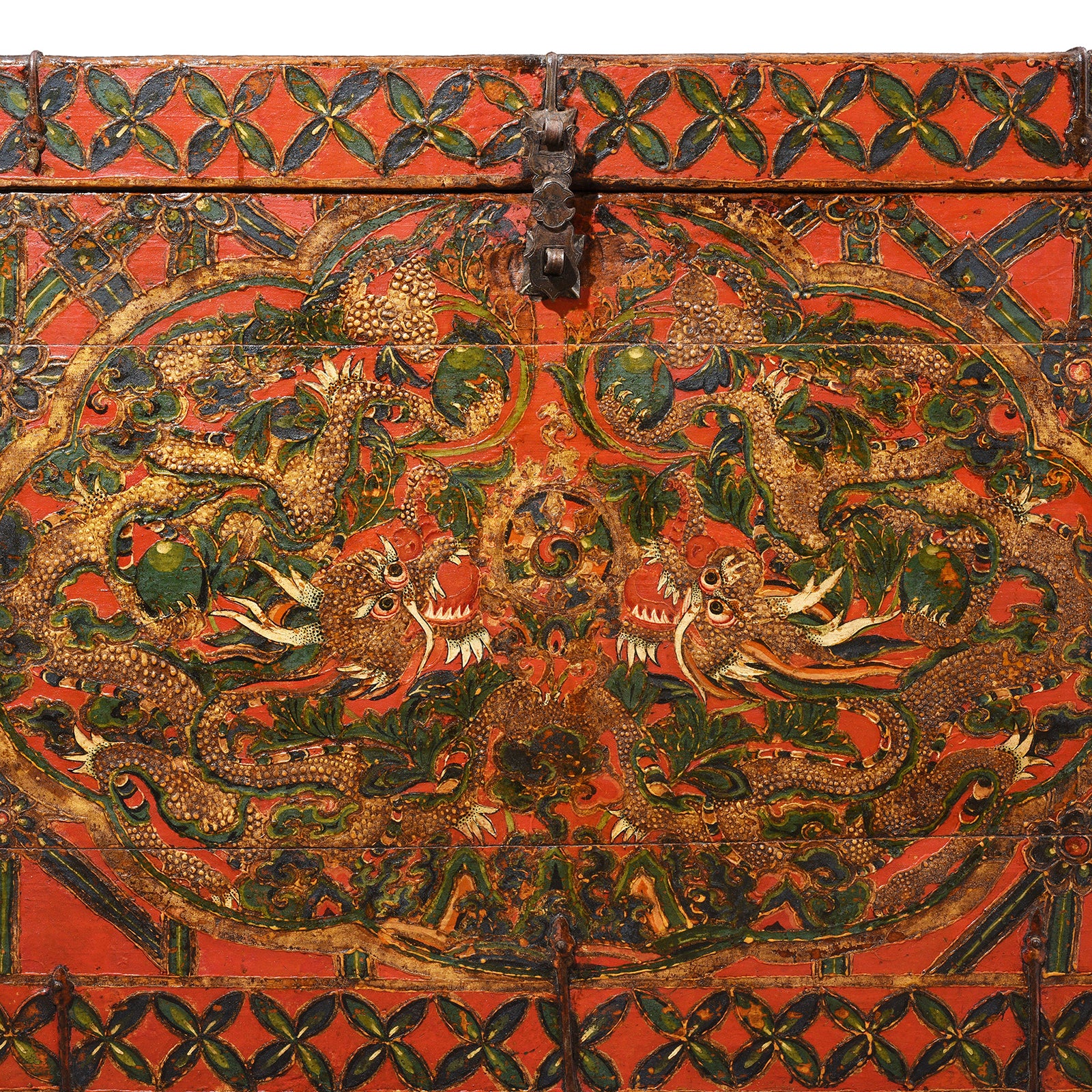 Painted Tibetan 'Double Dragon' Chest From Central Tibet - 17th Century - Image 3