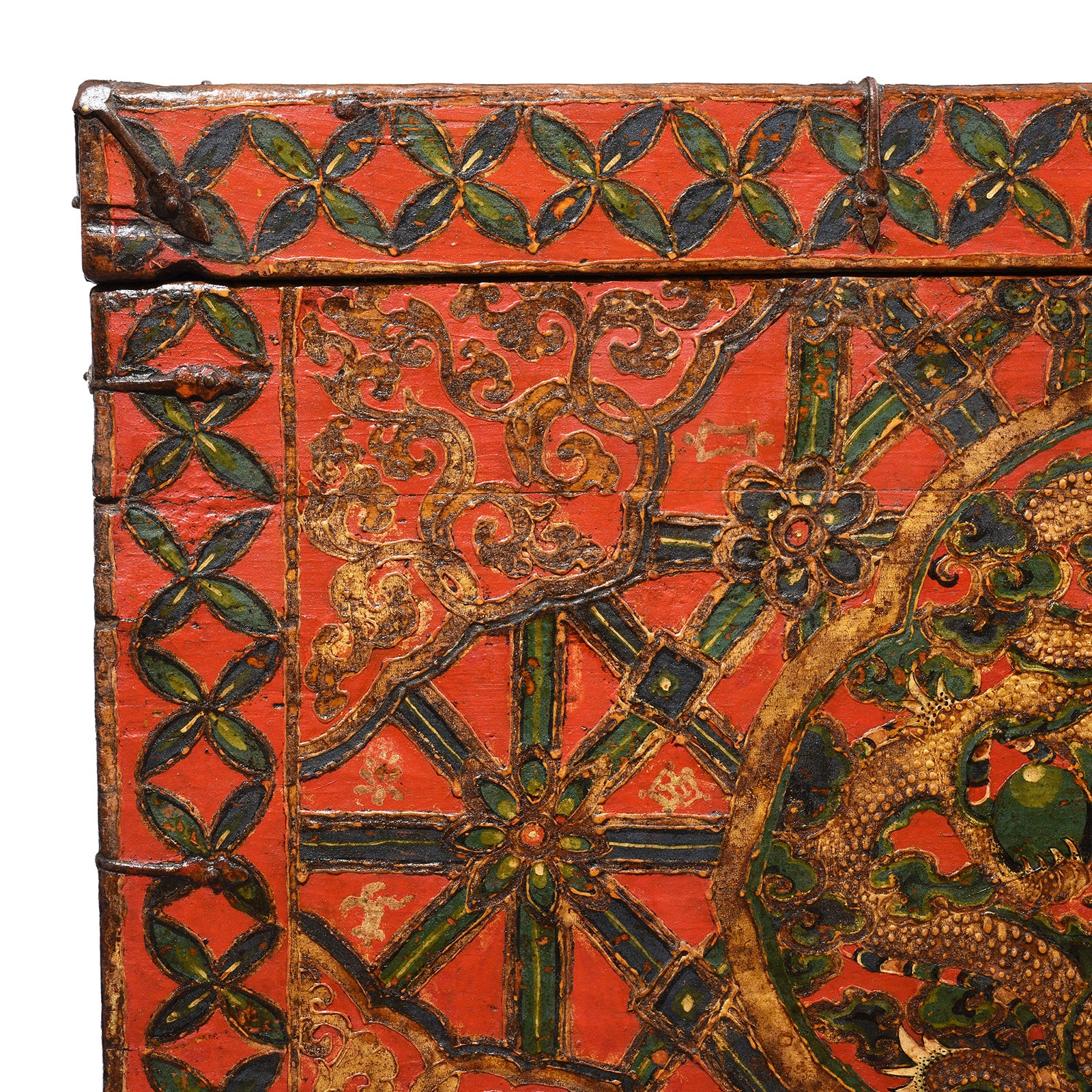 Painted Tibetan 'Double Dragon' Chest From Central Tibet - 17th Century - Image 5