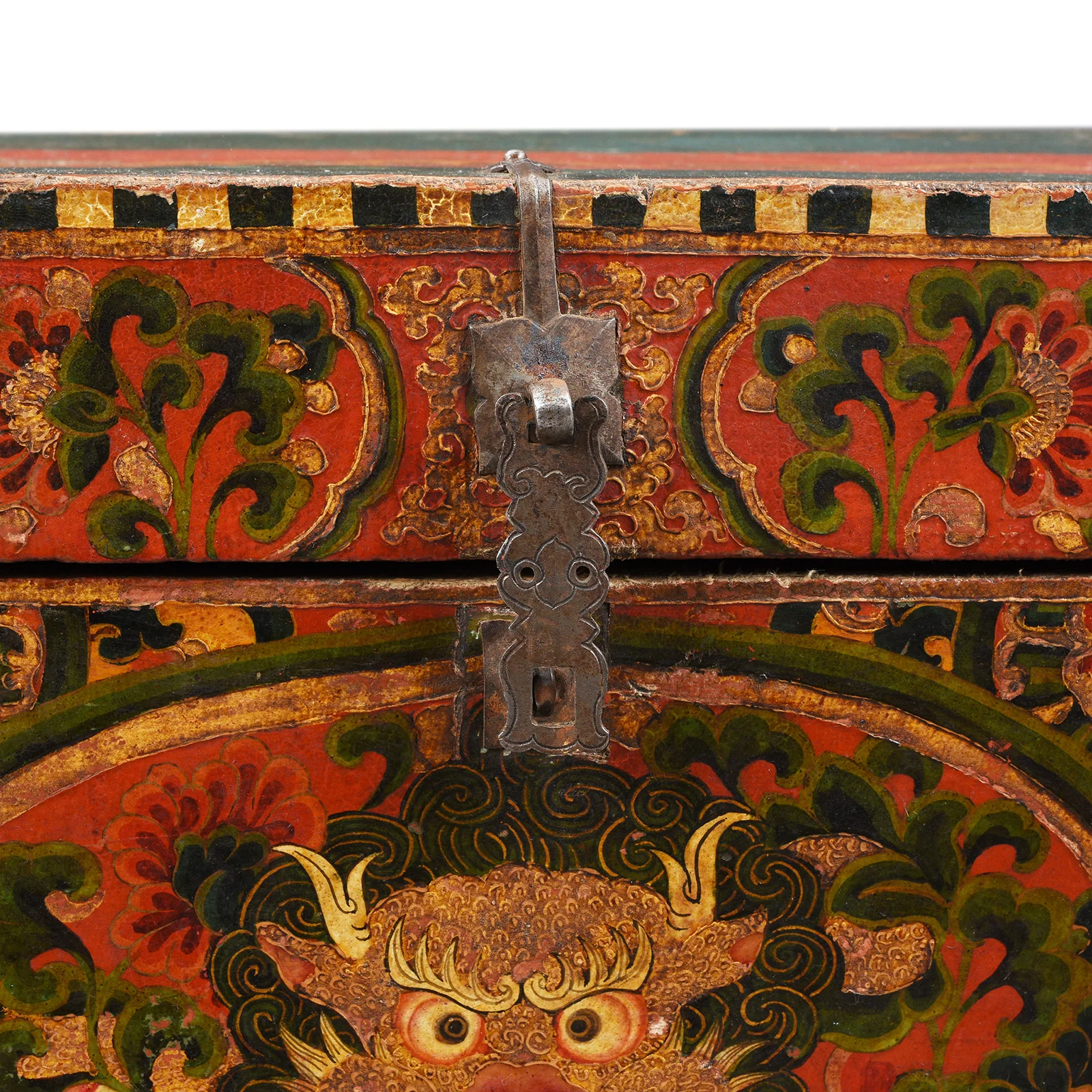 Painted Tibetan Dragon Storage Chest - Ca 1910 - Image 8