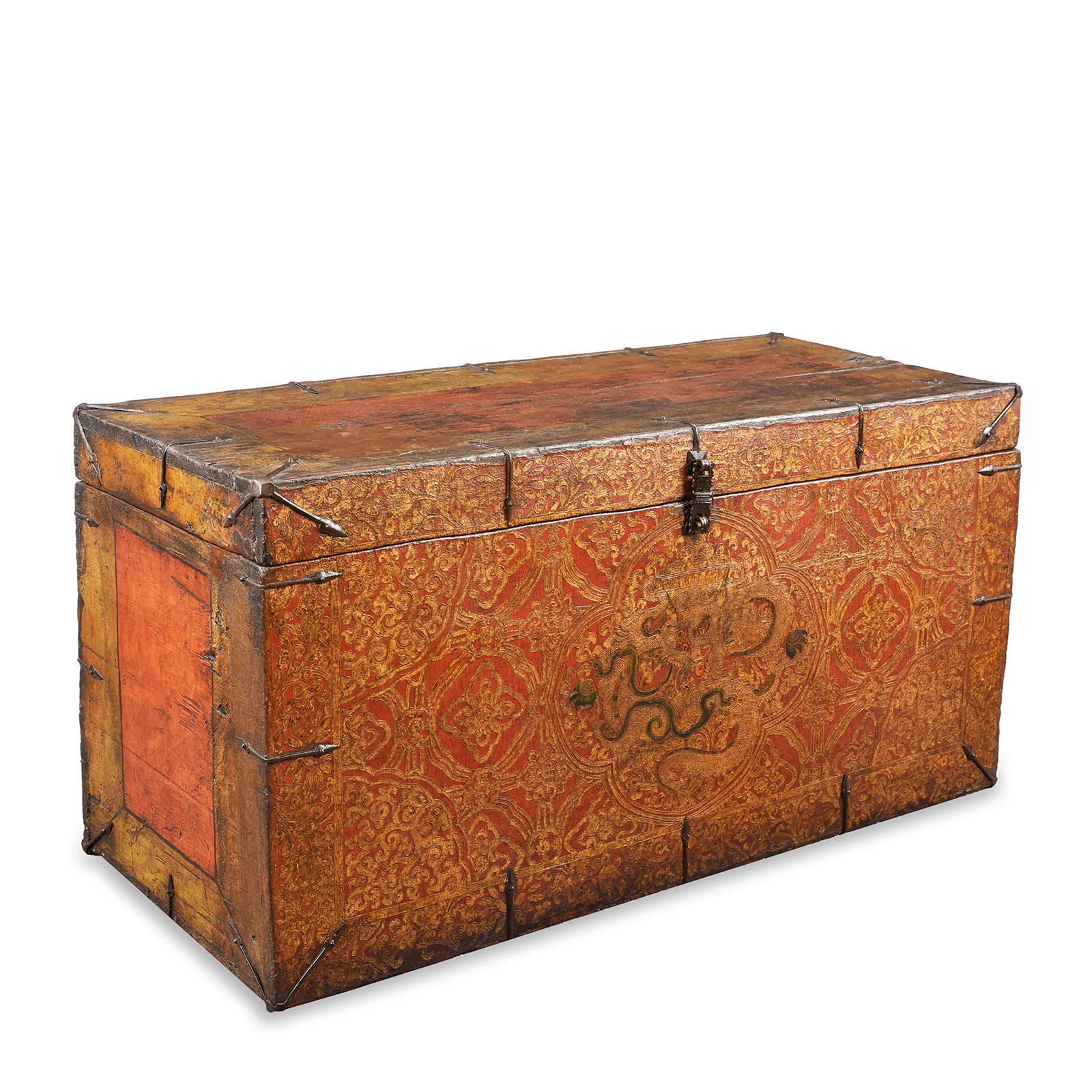 Painted Tibetan 'Dragon' Storage Chest - 18thC - Image 3