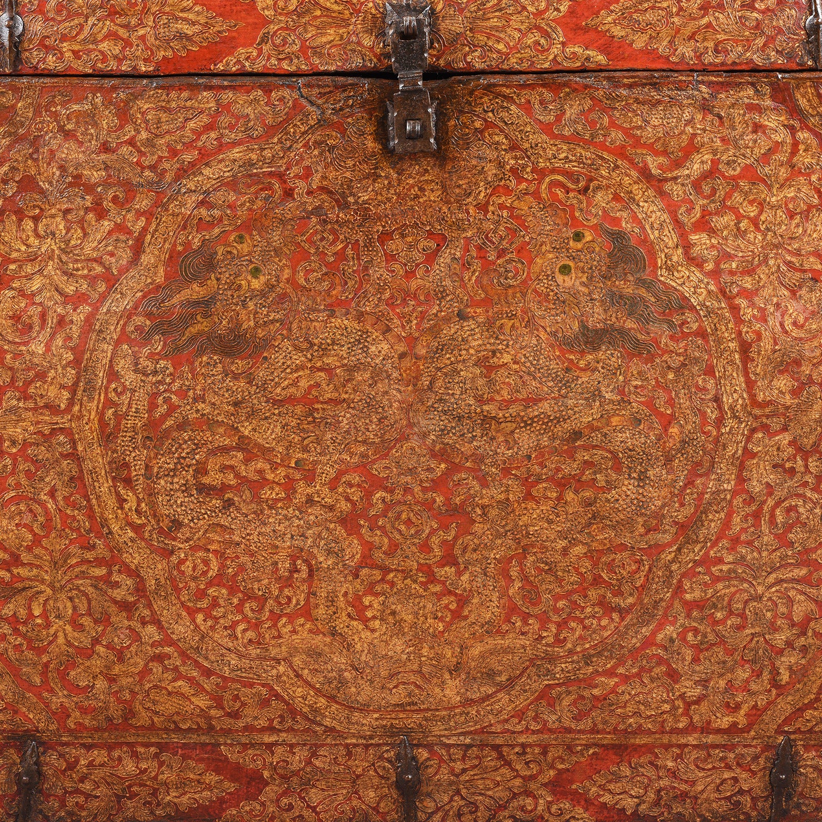 Painted Tibetan 'Dragon' Storage Chest - 18th Century - Image 4