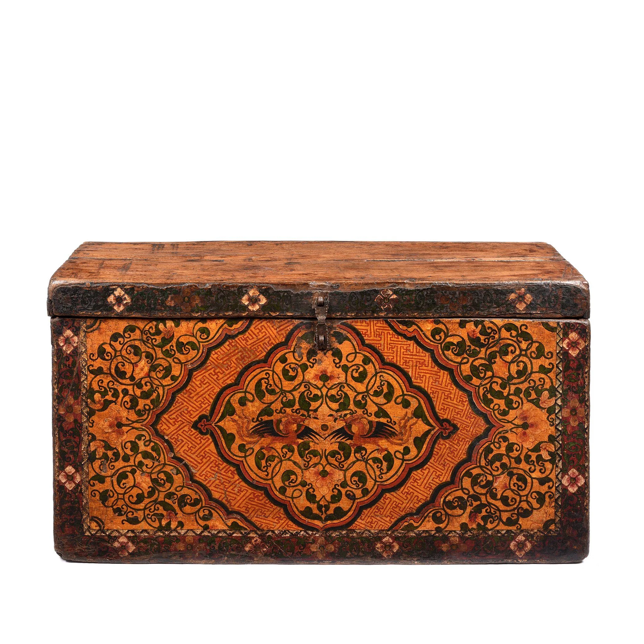 Painted Tibetan 'Floral' Storage Chest - 18thC