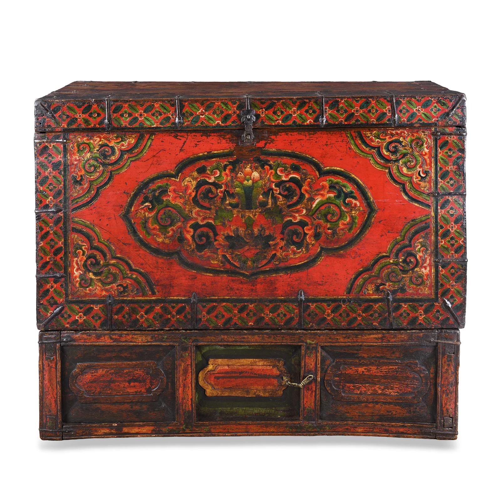 Painted Tibetan Storage Chest On Stand - 18th Century - Image 2
