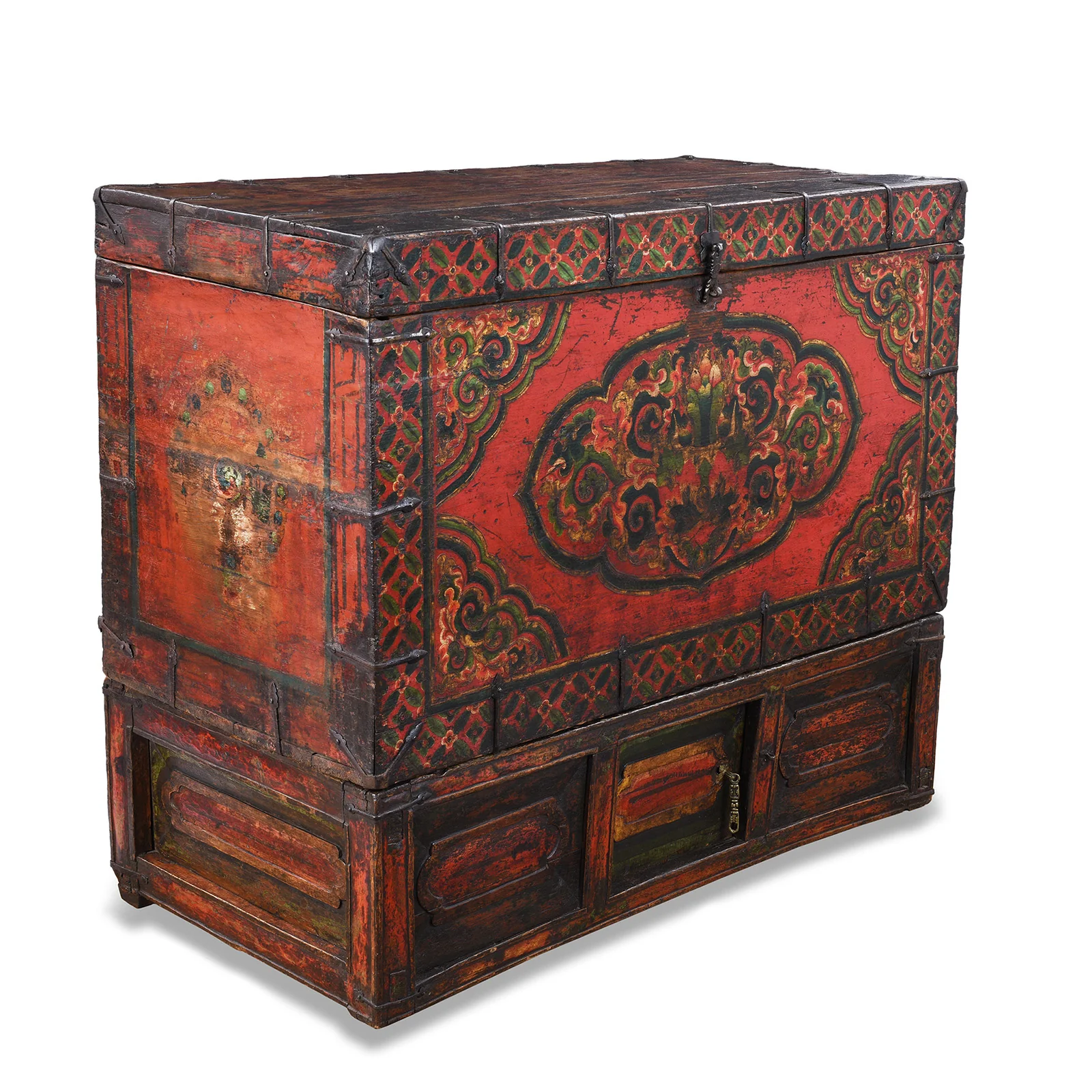 Painted Tibetan Storage Chest On Stand - 18th Century - Image 7