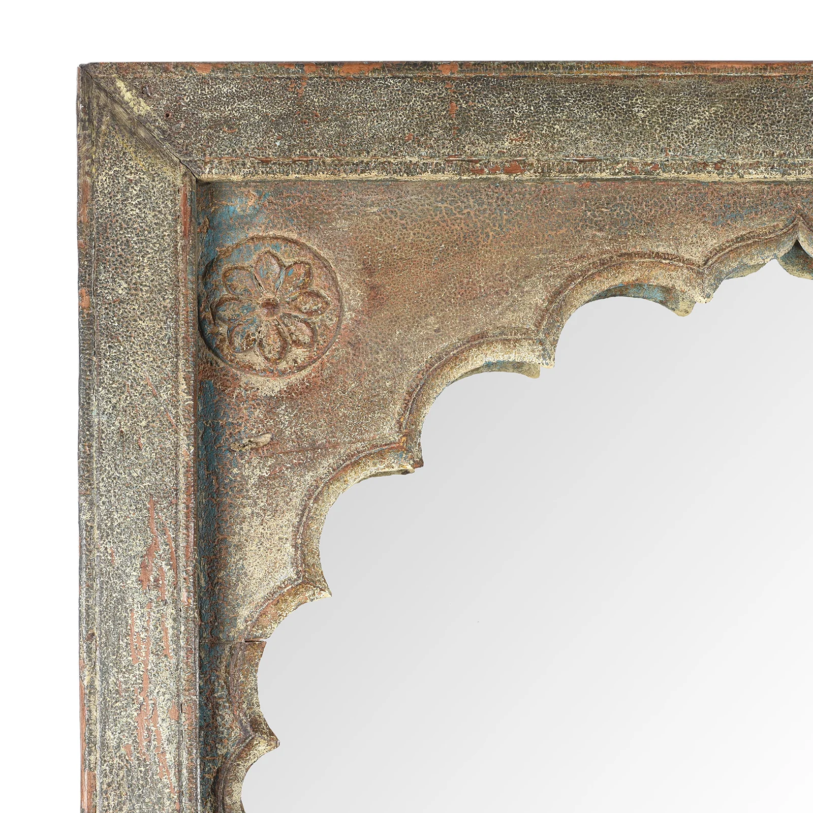 Painted Mirror Made From An Old Teak Window - 19th Century - Image 3