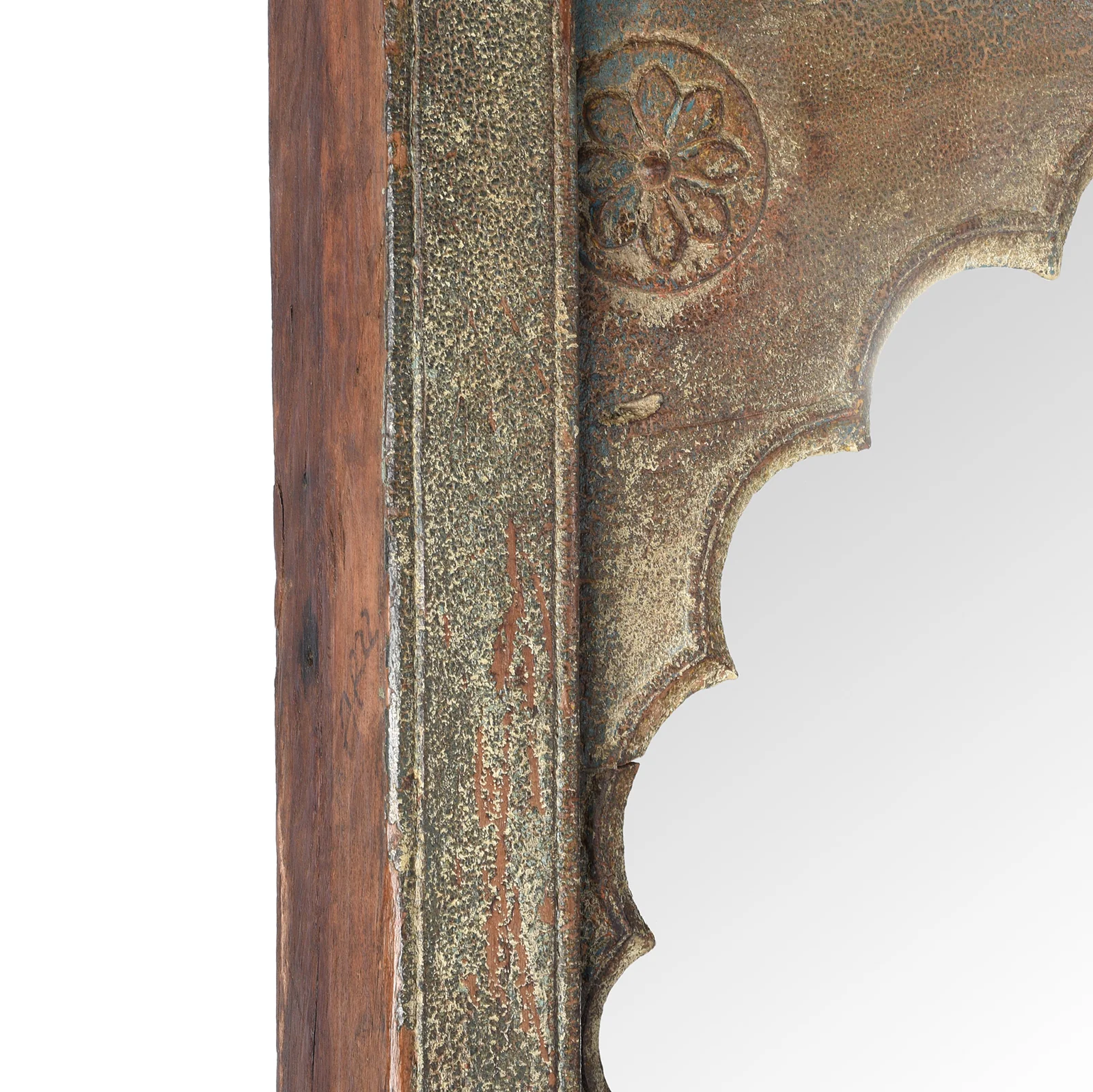 Painted Mirror Made From An Old Teak Window - 19th Century - Image 6