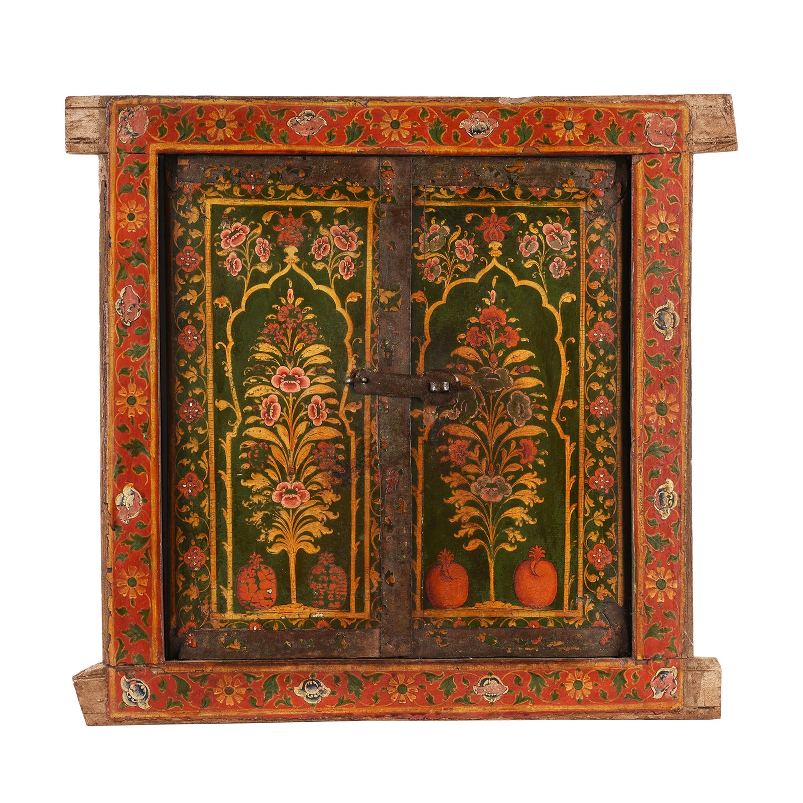 Tree Of Life Painted Window Shutter From Bikaner - 18th Century