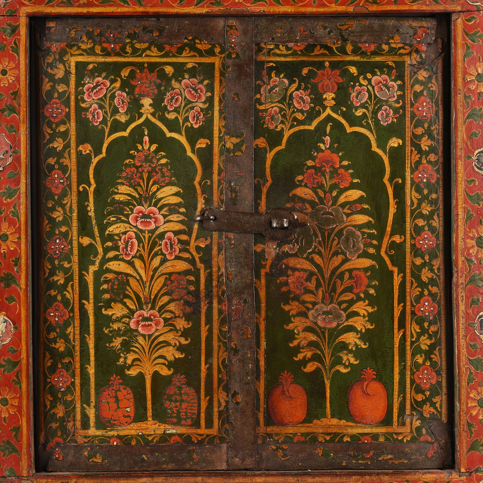 Tree Of Life Painted Window Shutter From Bikaner - 18th Century - Image 3
