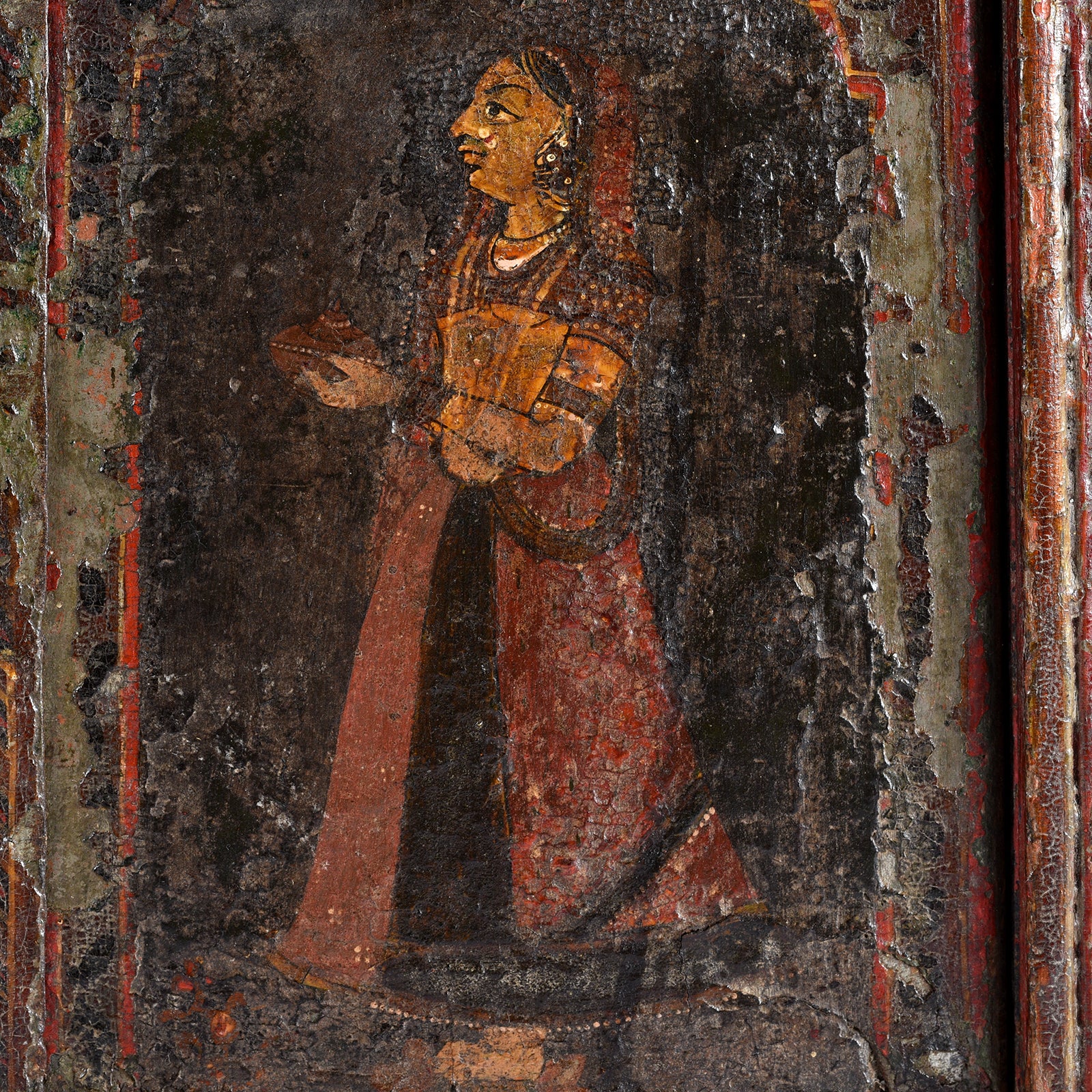 Painted Indian Window Shutter From Bikaner - 19thC - Image 3