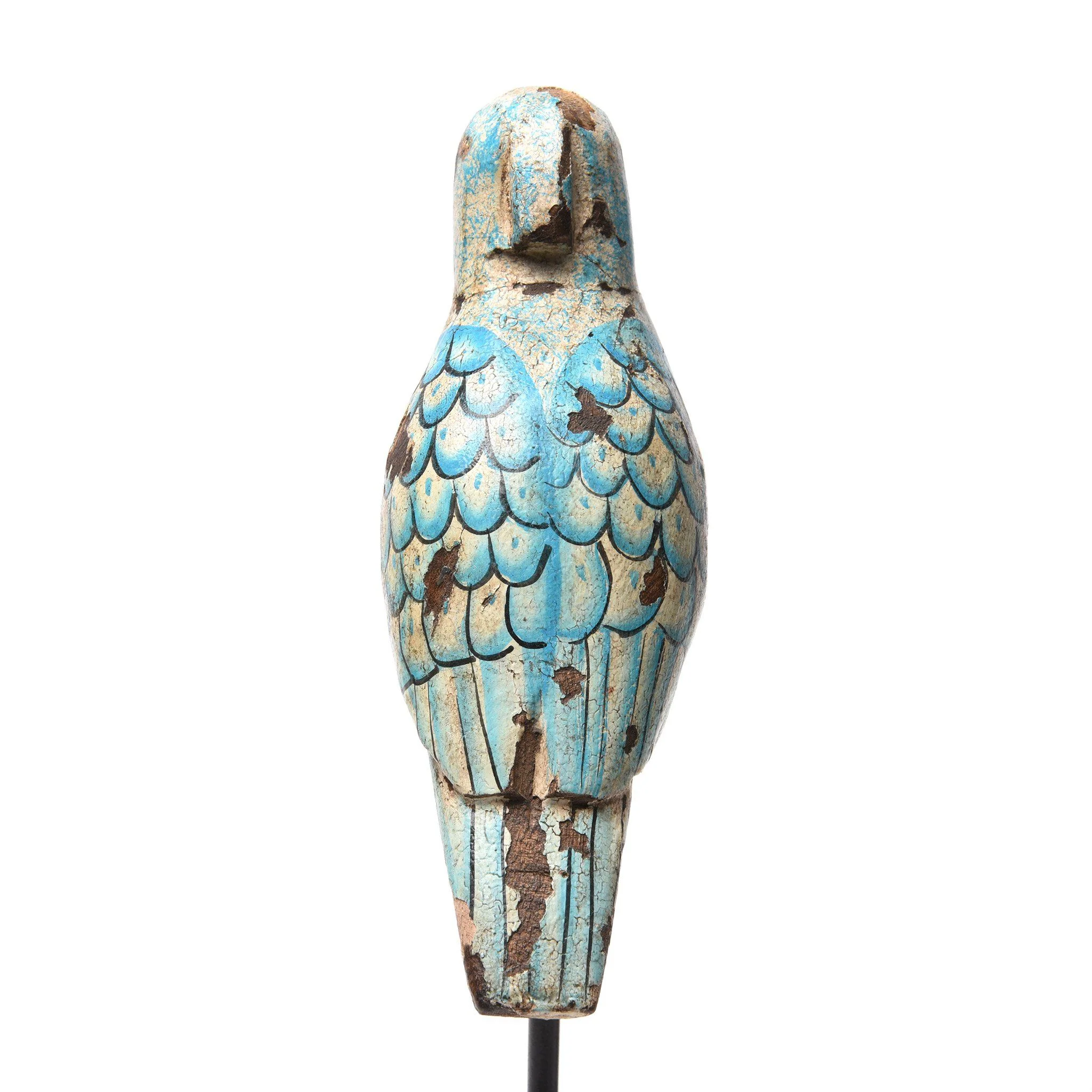 Painted Wooden Bird On Stand with distressed finish From Rajasthan - Image 6